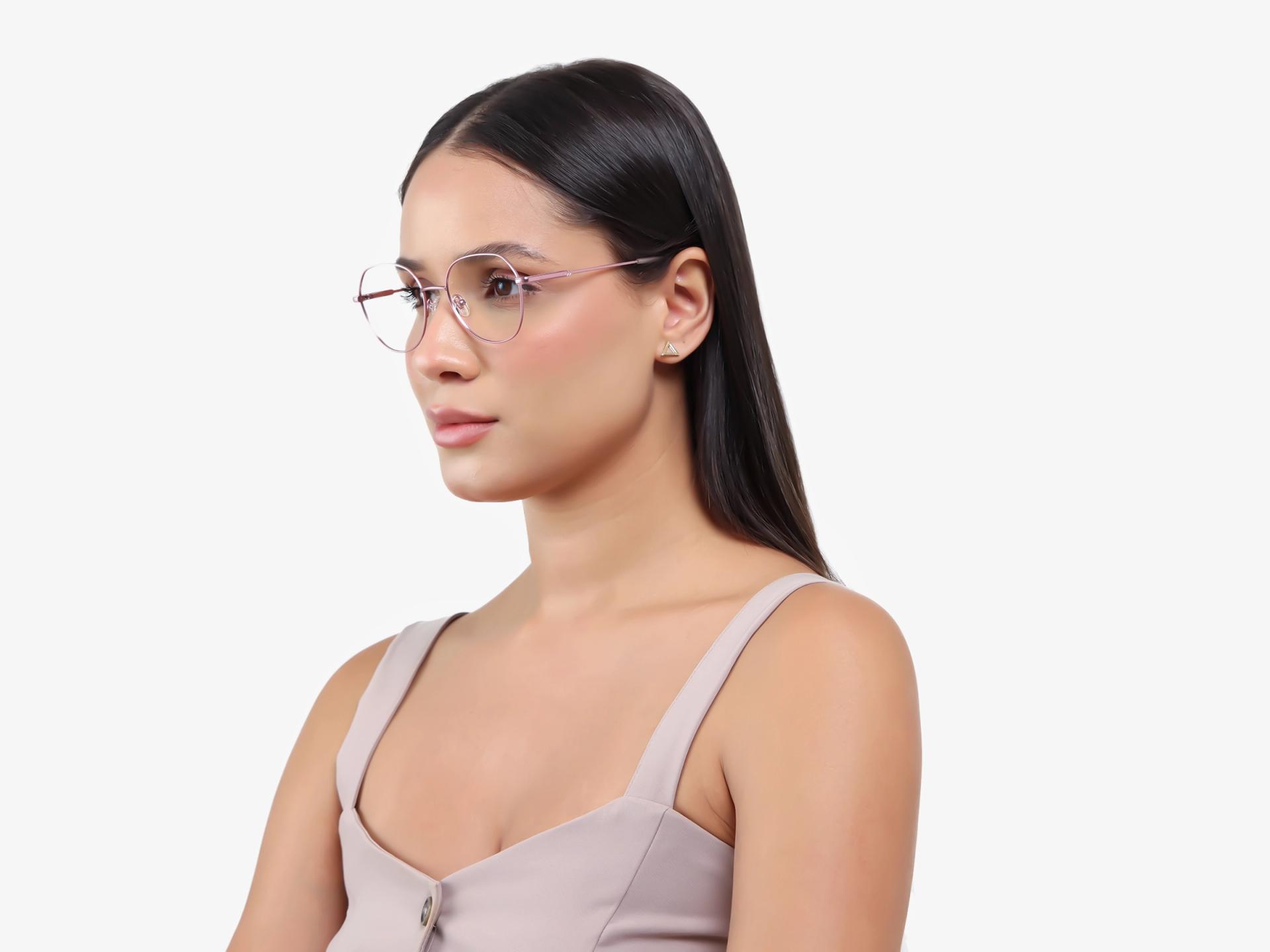 Geometric Rose Gold Metal Fullrim Glasses