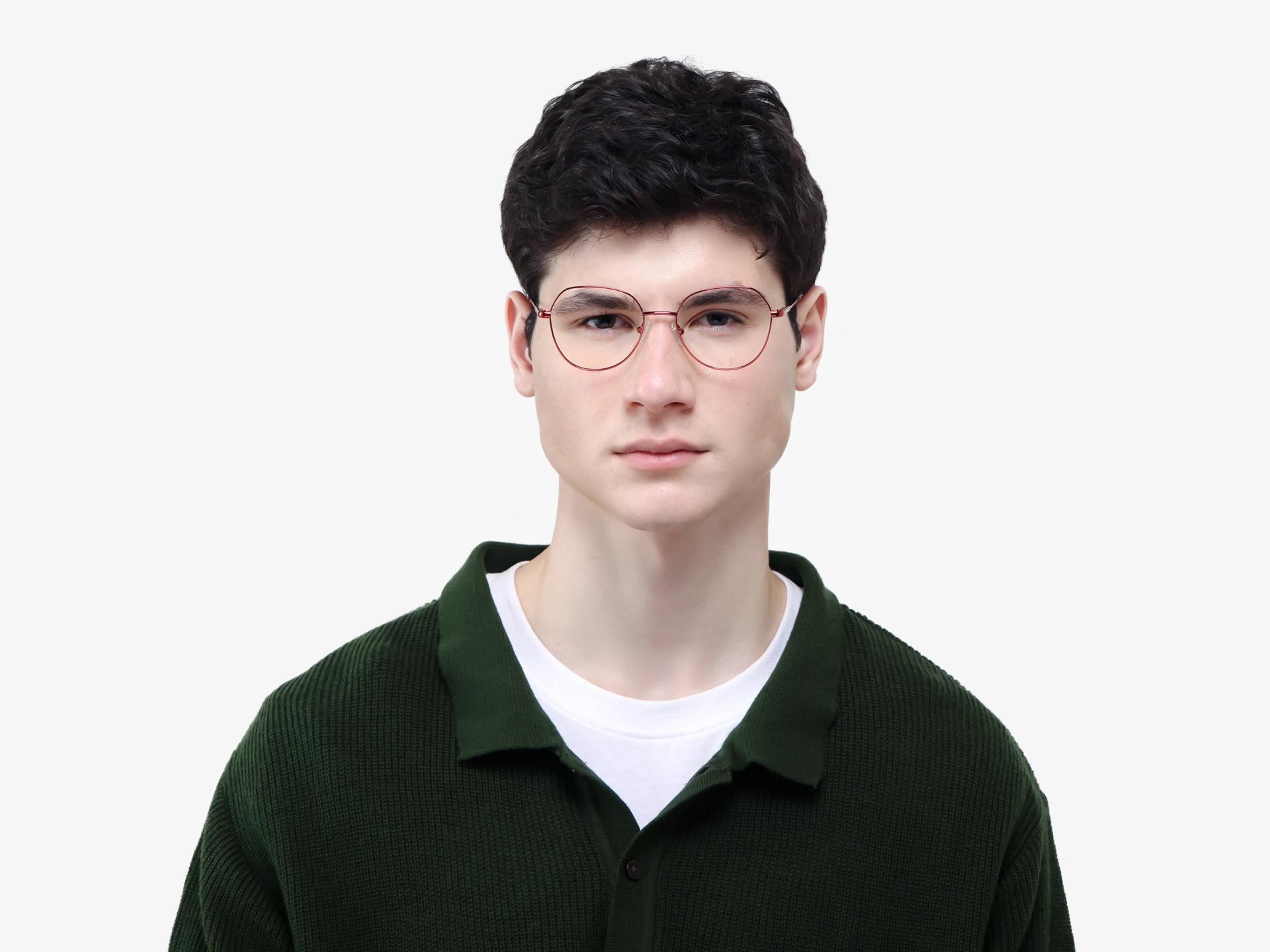 Red Geometric Round Fullrim Glasses