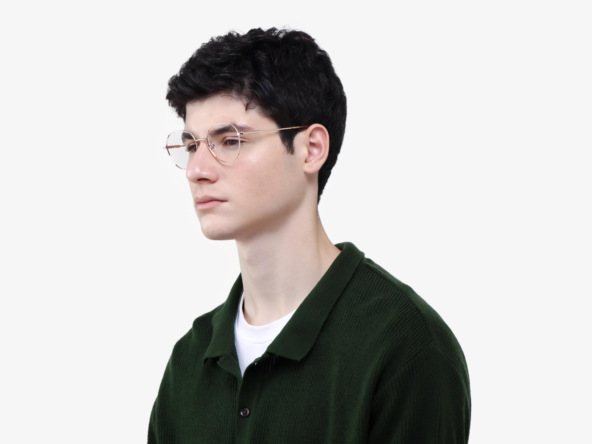 Champagne Gold Geometric Round Fullrim Glasses
