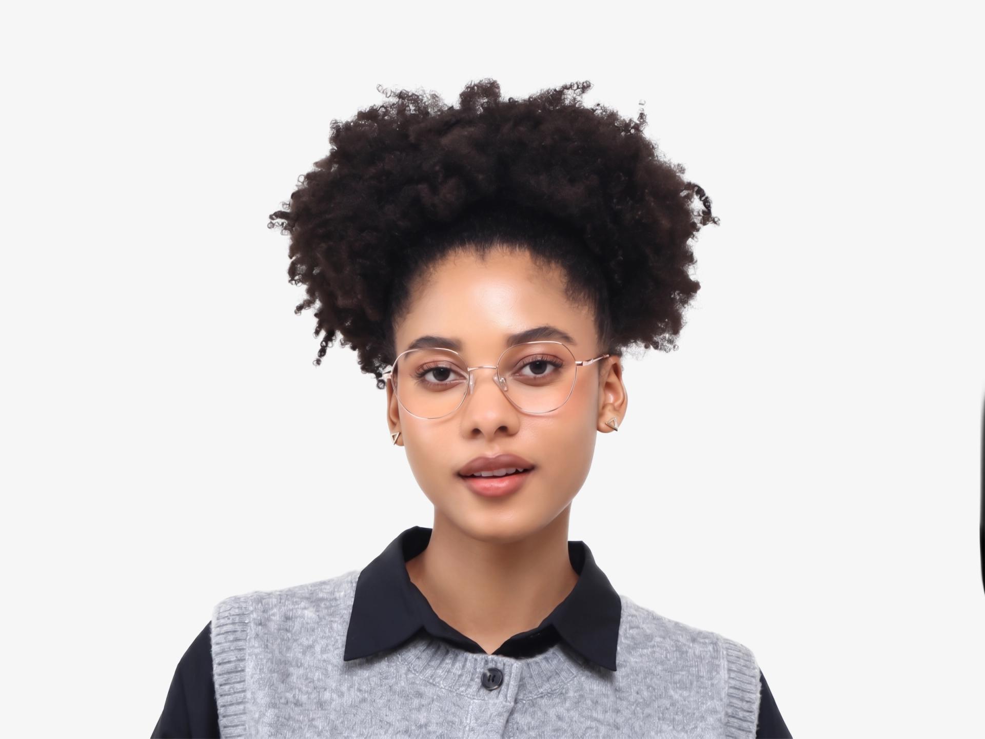Champagne Gold Geometric Round Fullrim Glasses