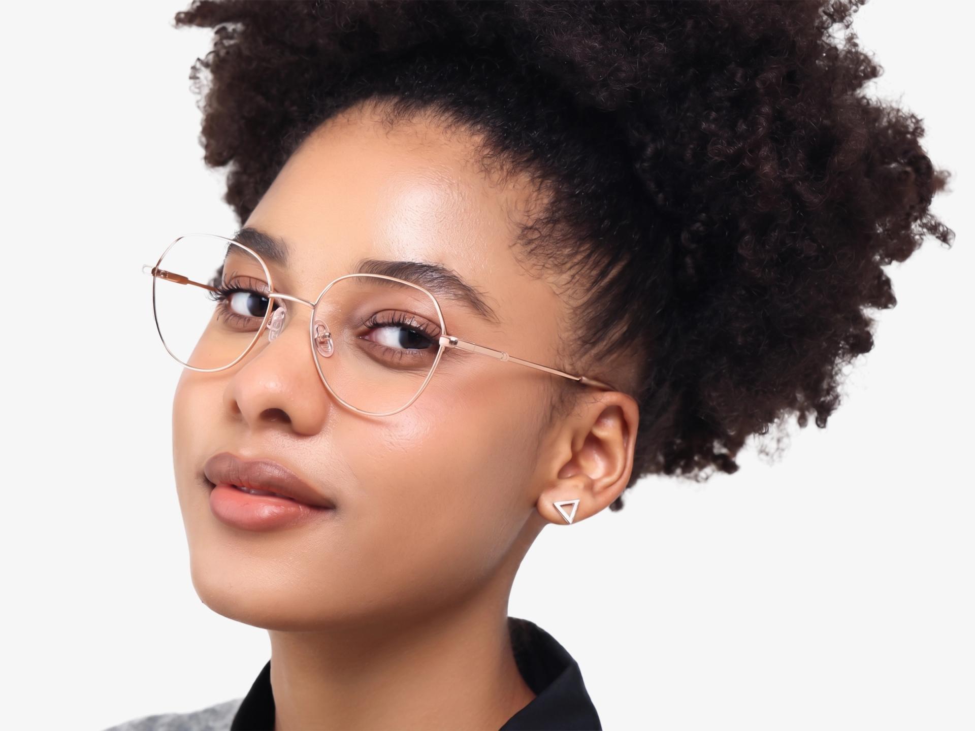 Champagne Gold Geometric Round Fullrim Glasses