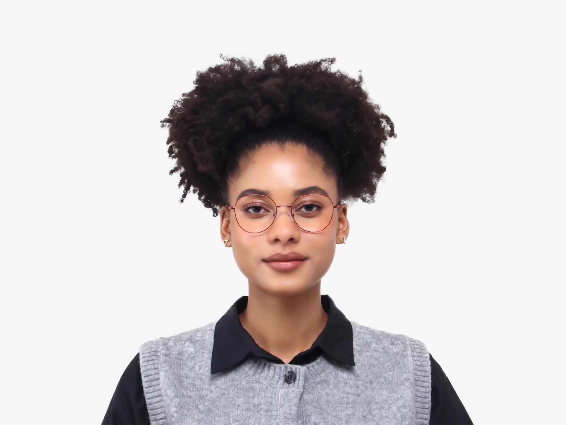 Red Geometric Round Fullrim Glasses