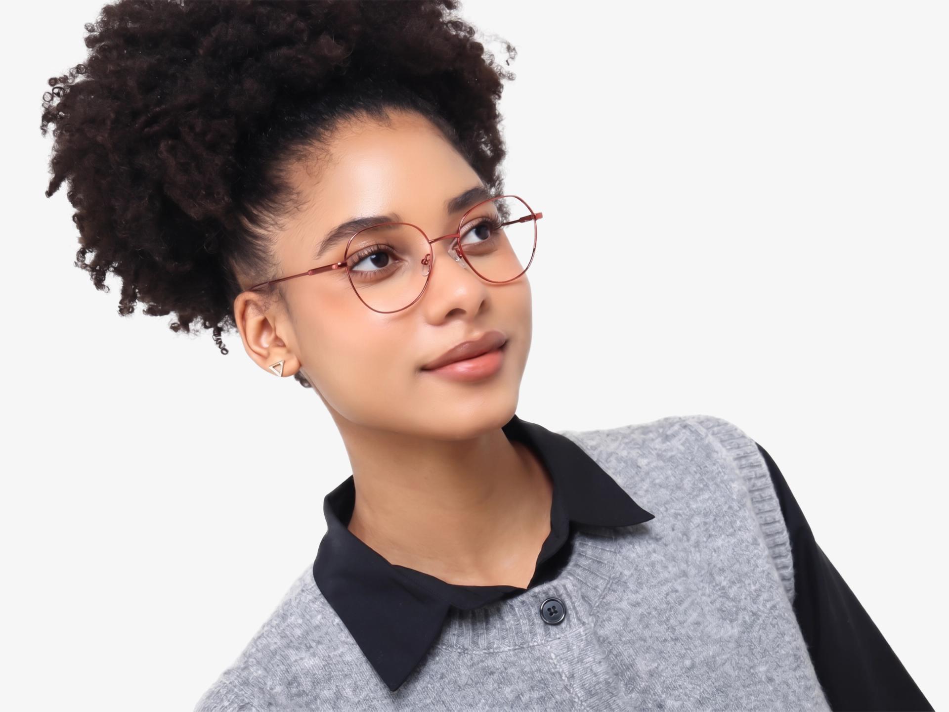 Red Geometric Round Fullrim Glasses