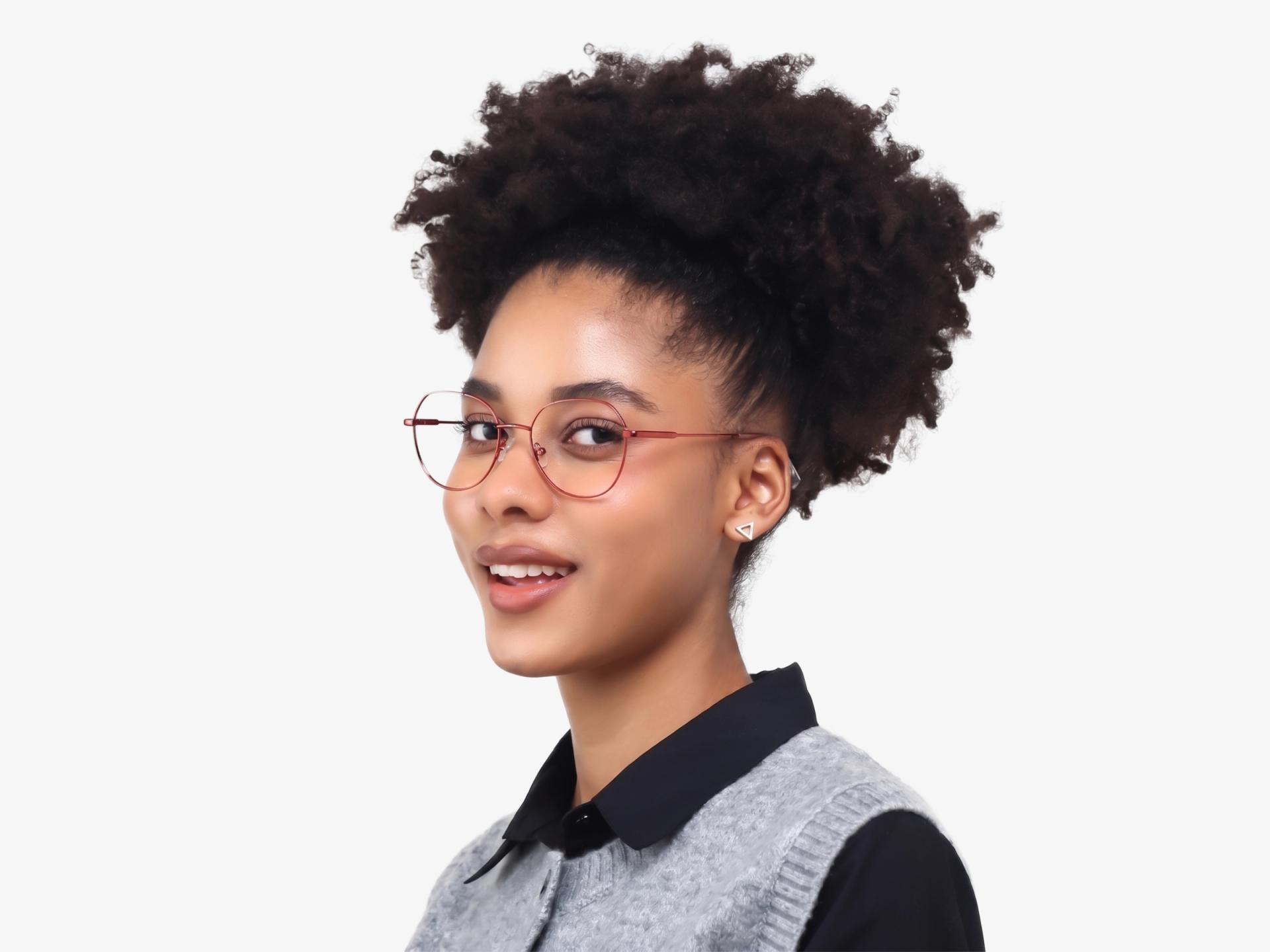 Red Geometric Round Fullrim Glasses