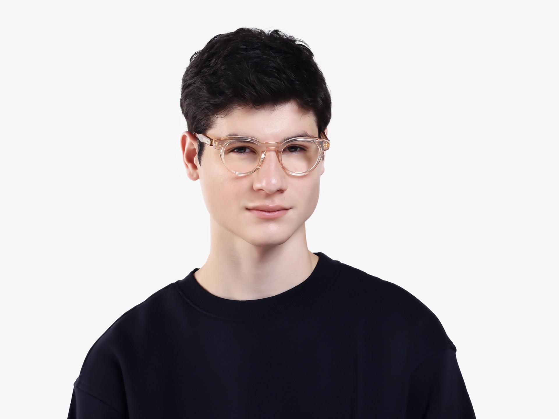 Crystal Gold Round Keyhole Bridge Glasses