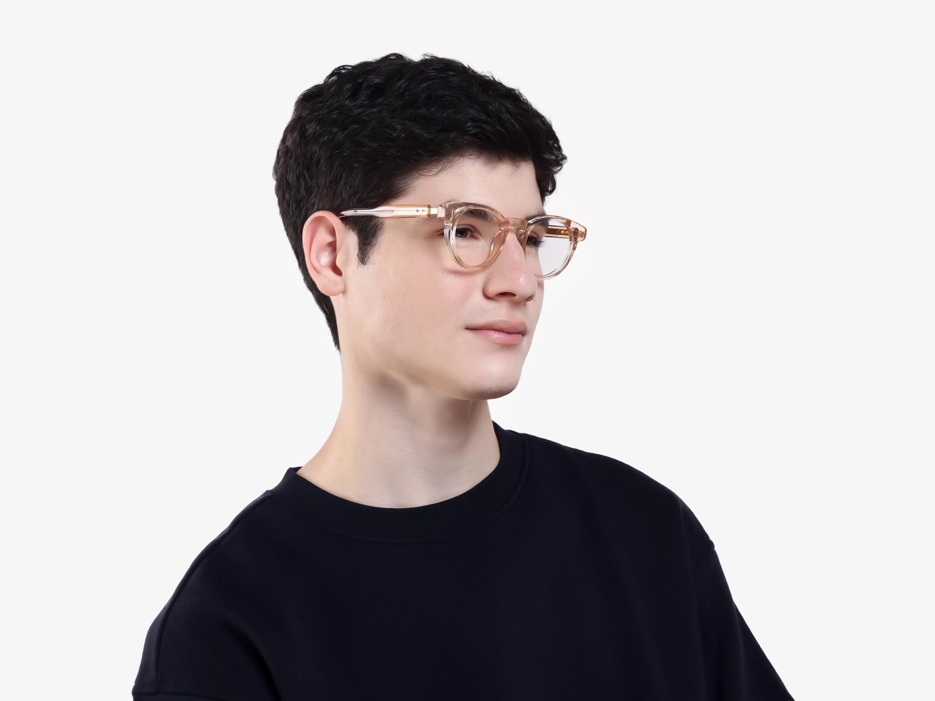 Crystal Gold Round Keyhole Bridge Glasses