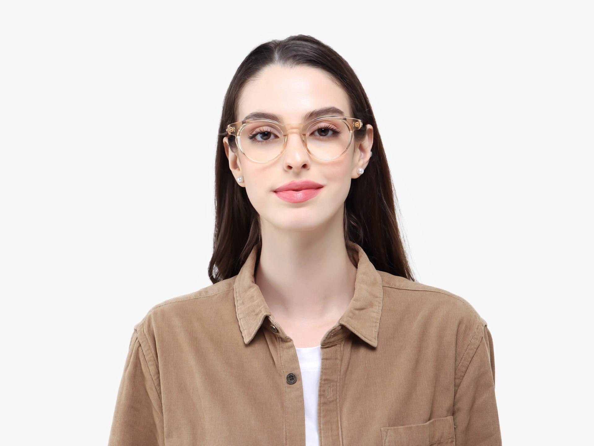 Crystal Gold Round Keyhole Bridge Glasses