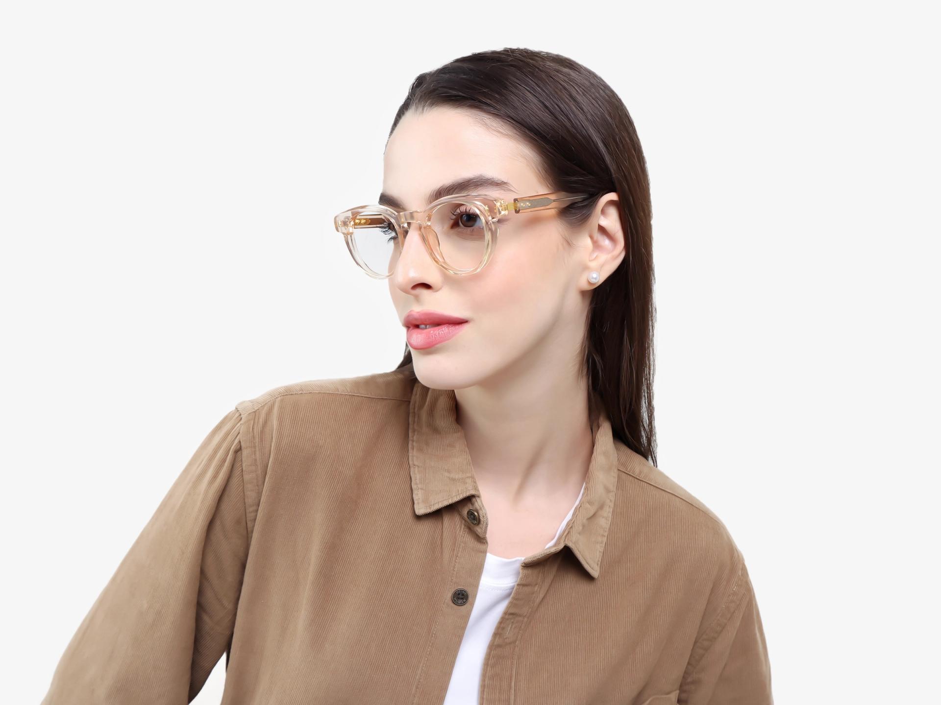 Crystal Gold Round Keyhole Bridge Glasses