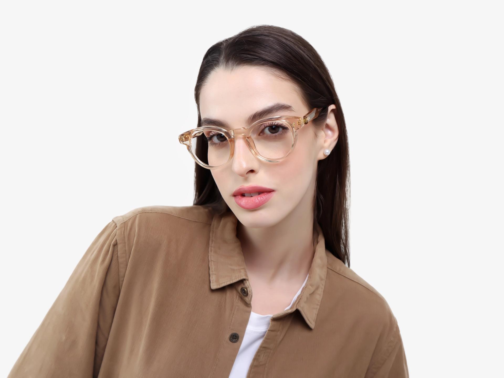 Crystal Gold Round Keyhole Bridge Glasses