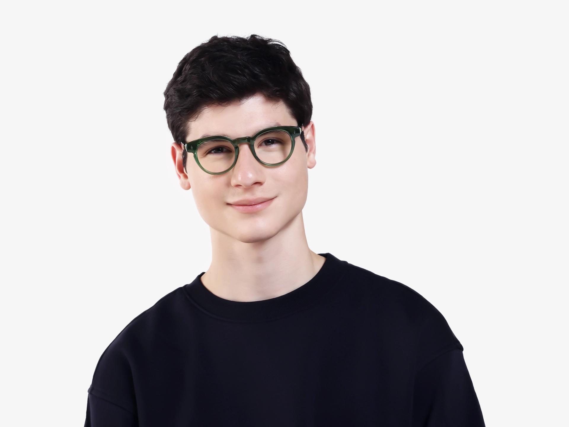 Crystal Green Round Keyhole Bridge Glasses
