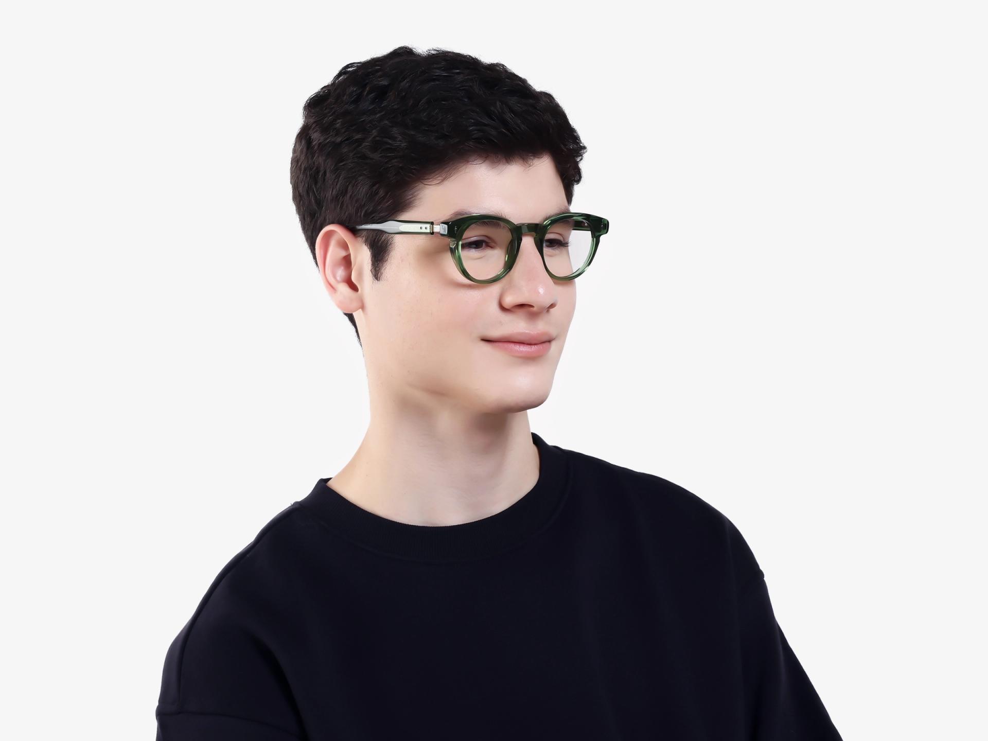Crystal Green Round Keyhole Bridge Glasses