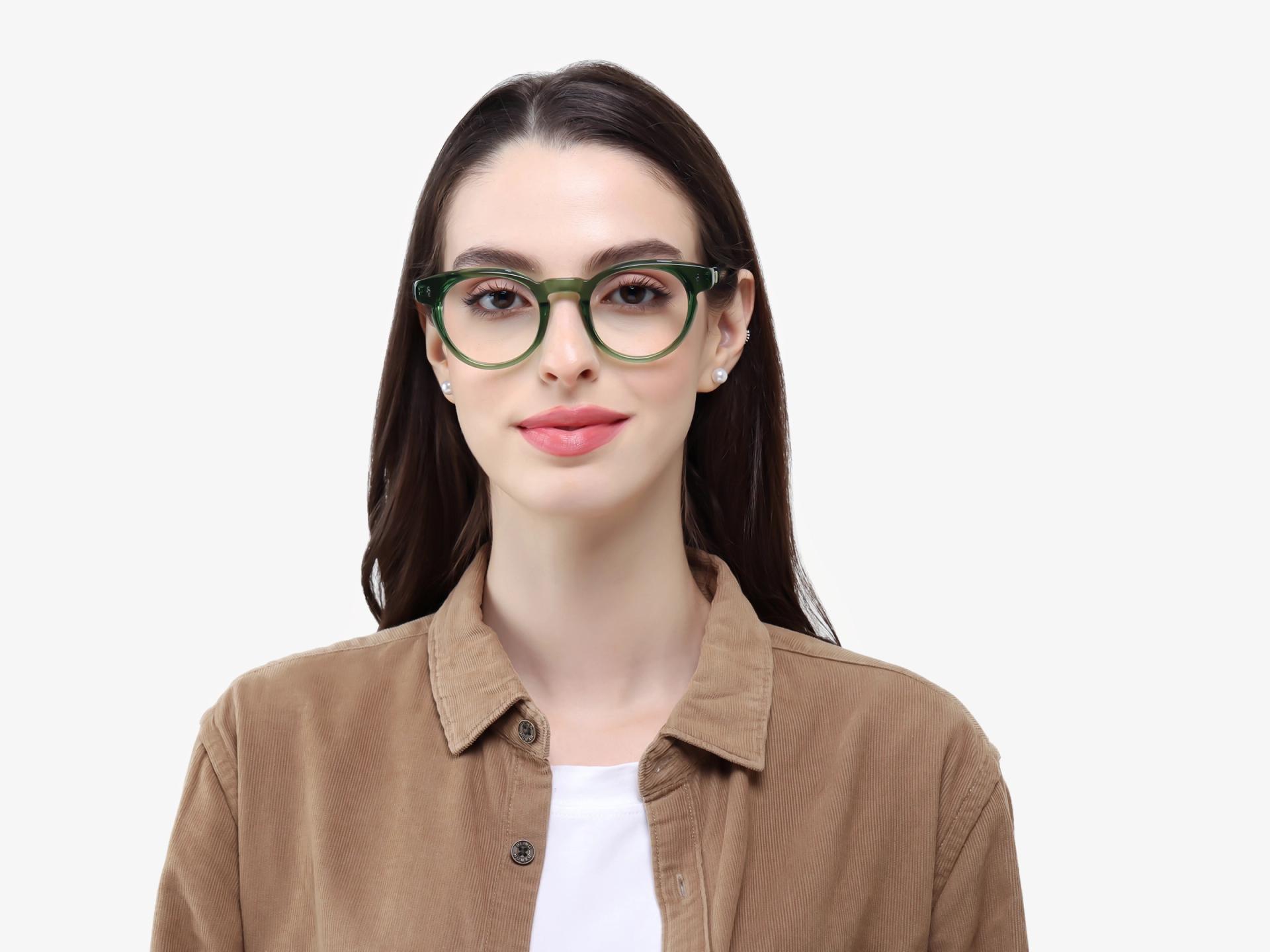 Crystal Green Round Keyhole Bridge Glasses