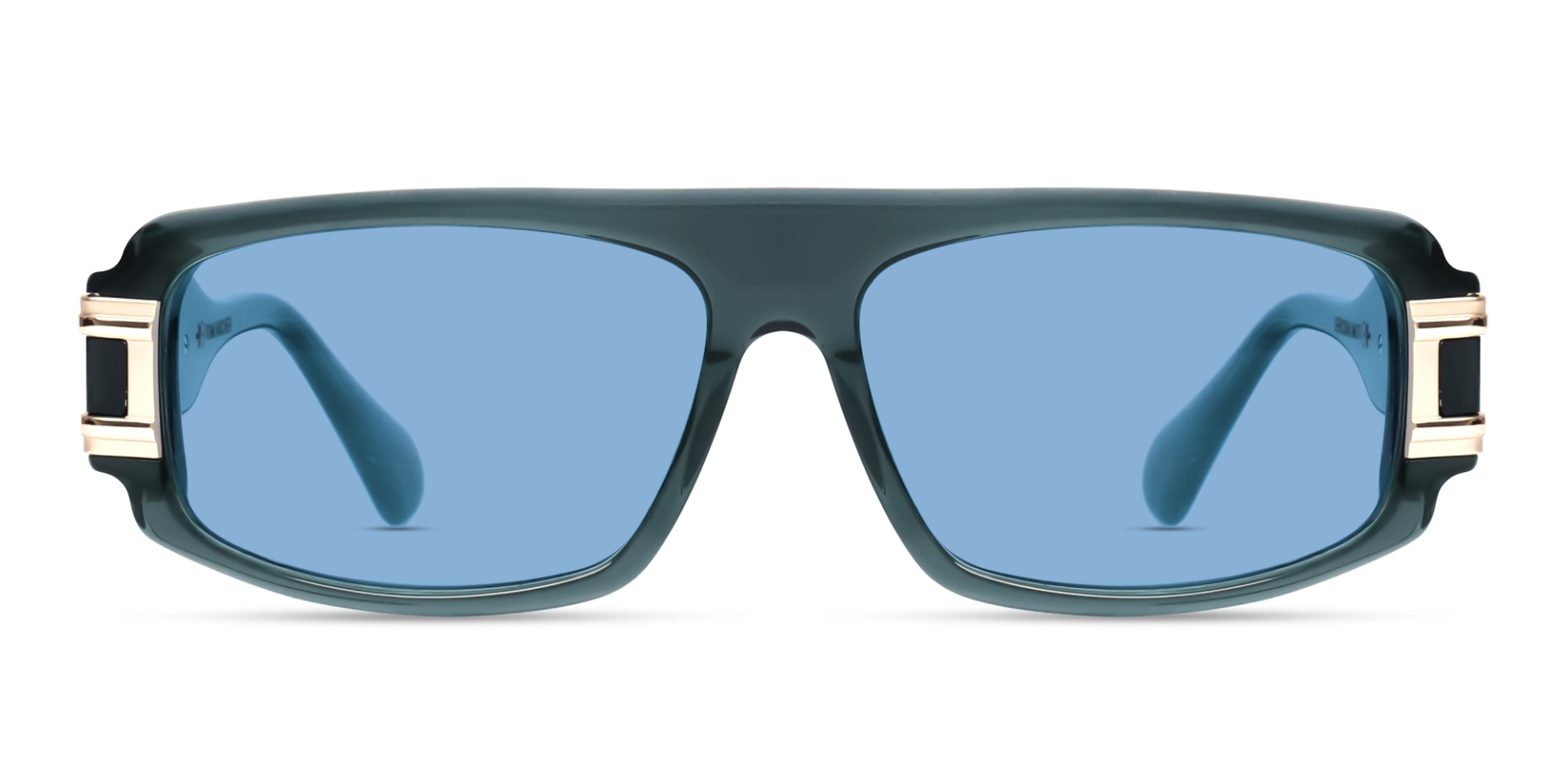 Crystal Grey Rectangular Frame With Light Blue Tint Sunglasses