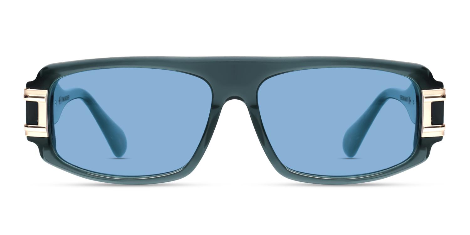 Crystal Grey Rectangular Frame With Light Blue Tint Sunglasses