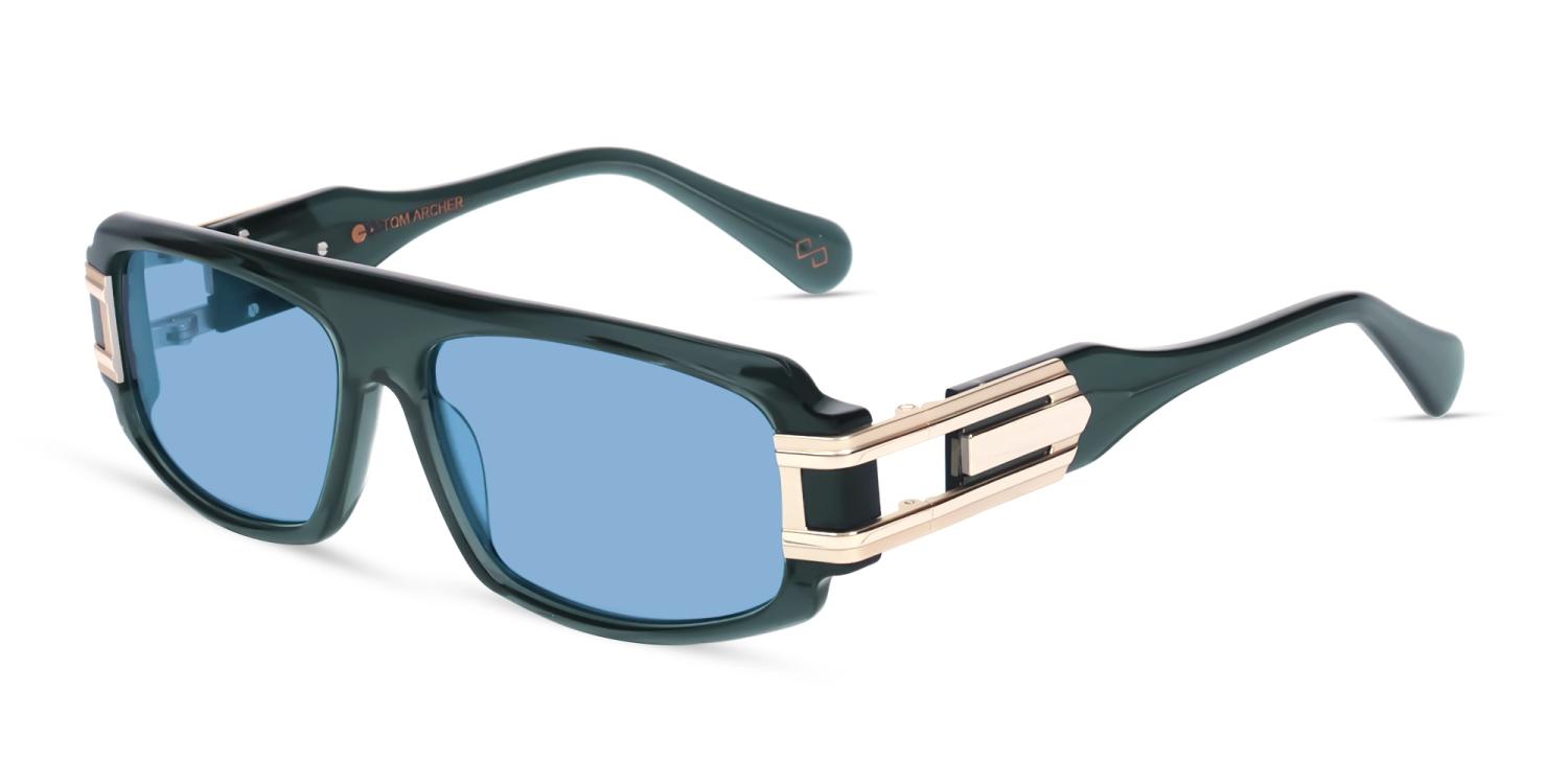 Crystal Grey Rectangular Frame With Light Blue Tint Sunglasses