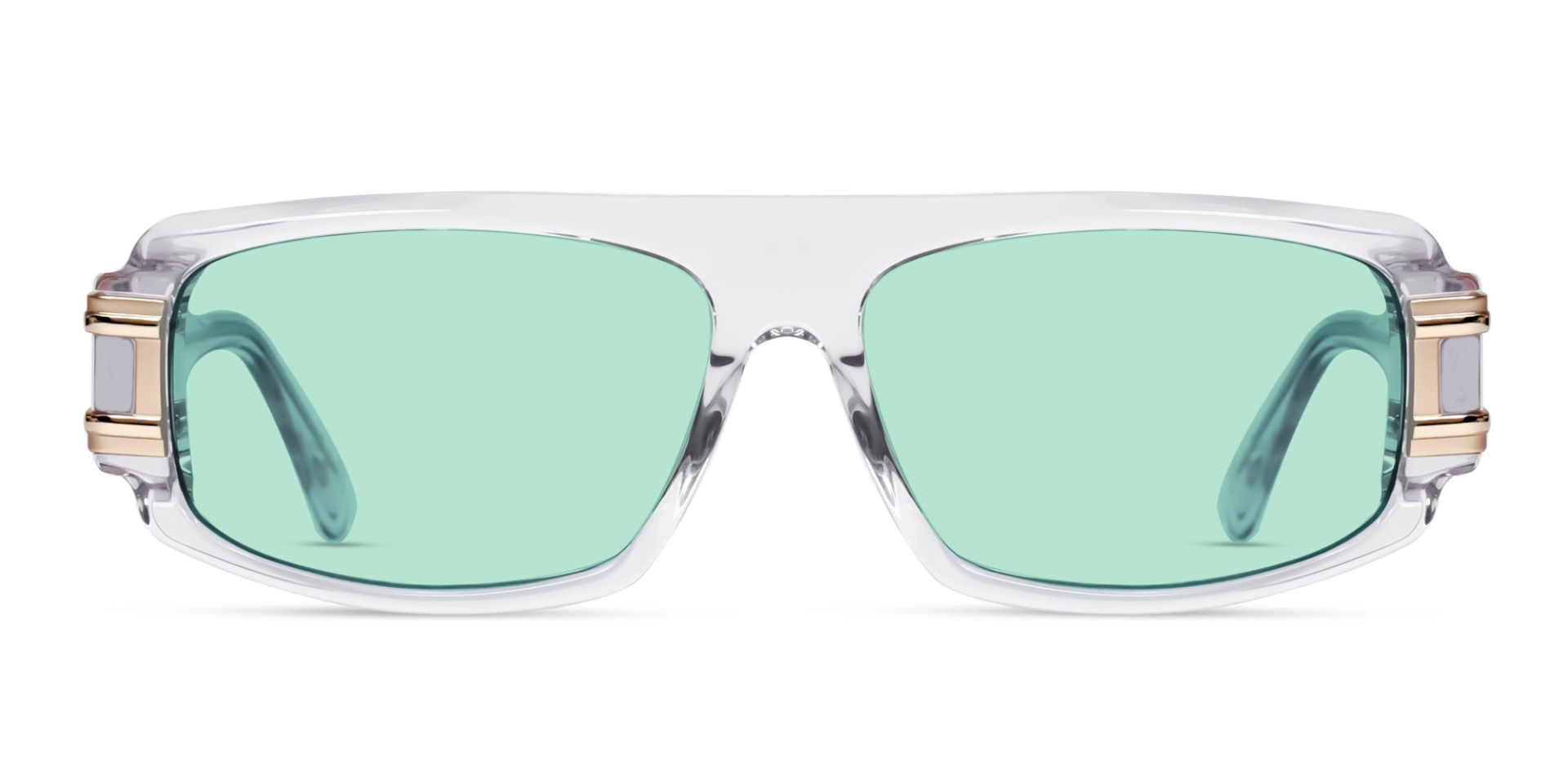 Oversized Crystal Clear Light Green Frame With Grey Tint Sungasses