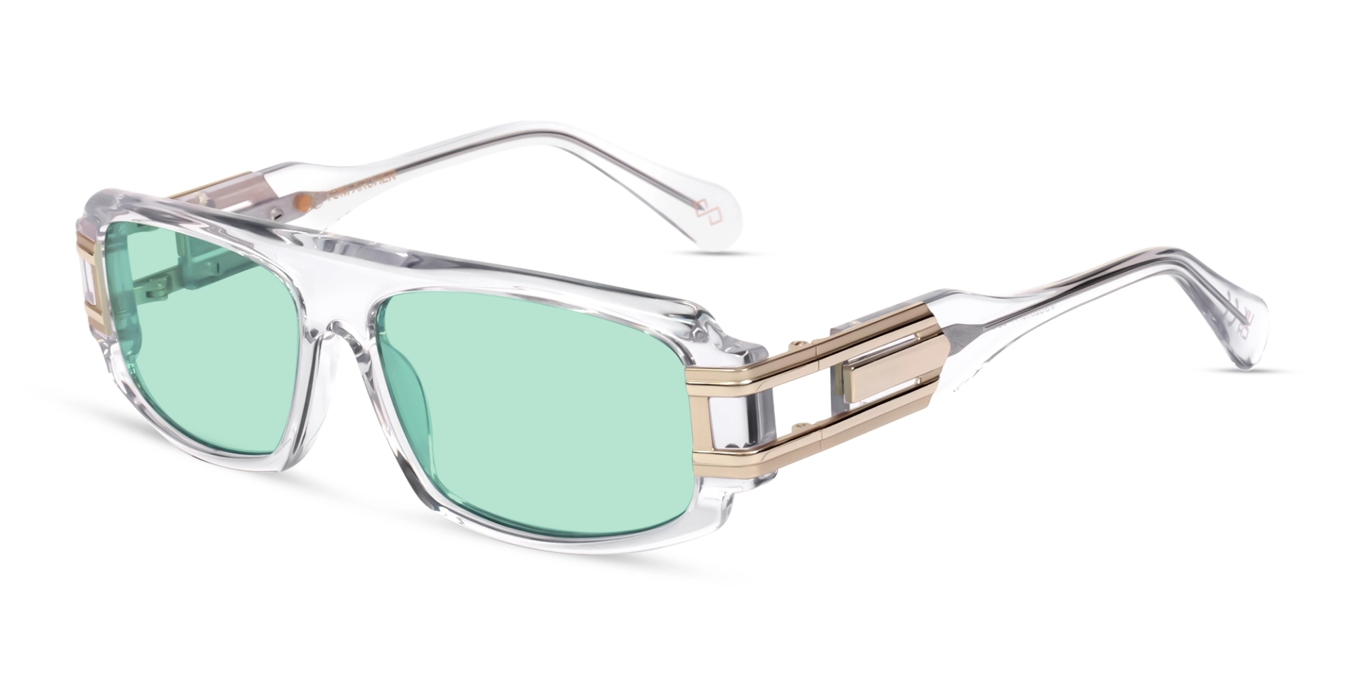 Oversized Crystal Clear Light Green Frame With Grey Tint Sungasses