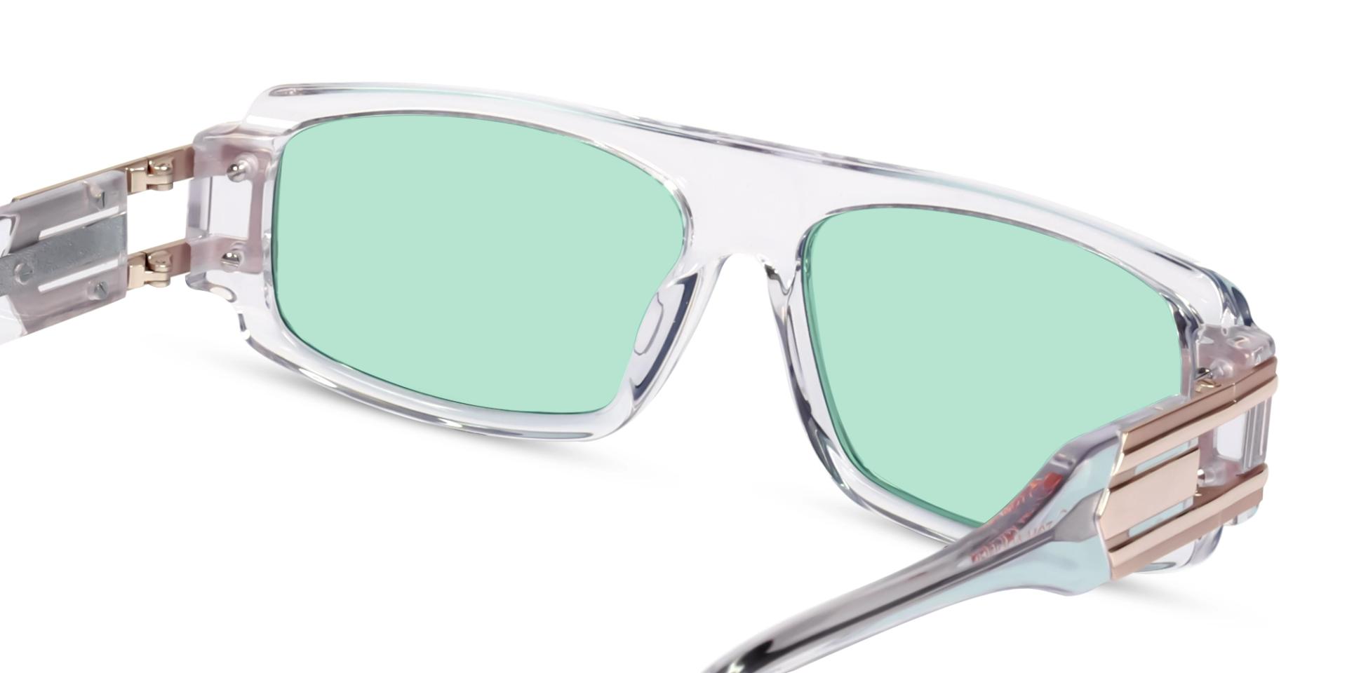 Oversized Crystal Clear Light Green Frame With Grey Tint Sungasses