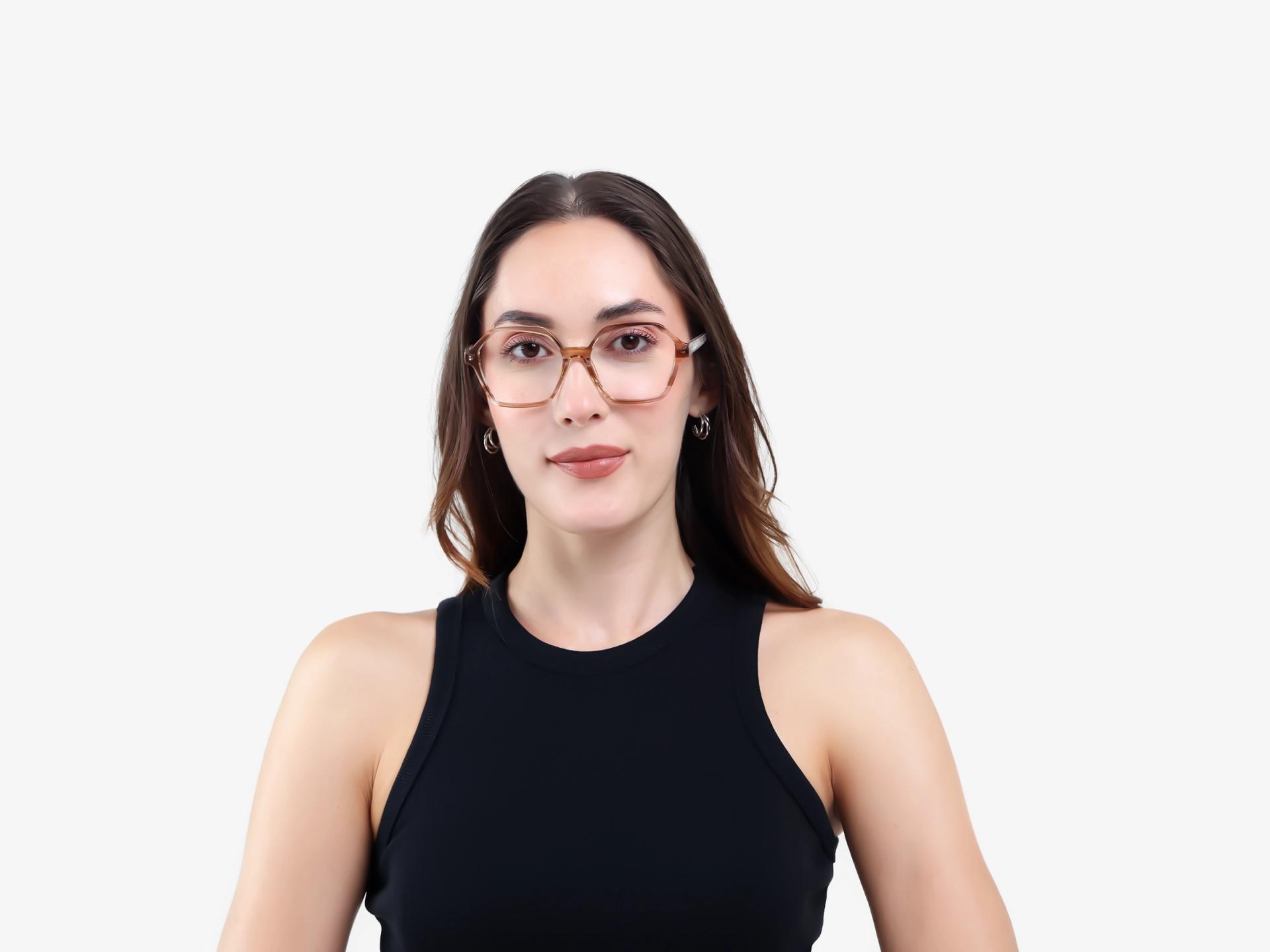 Crystal Brown Geometric Acetate Glasses