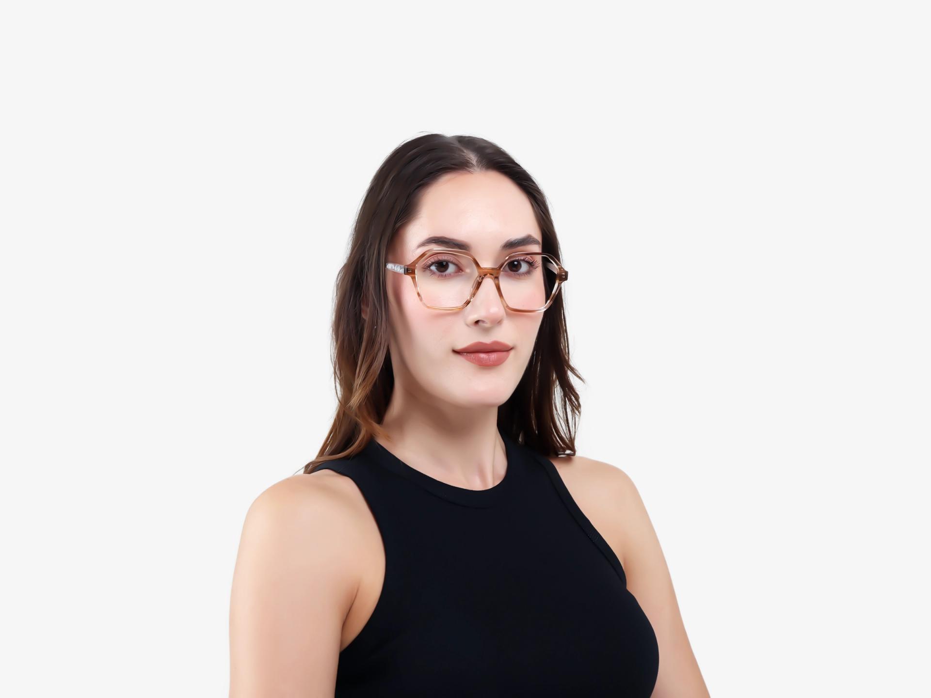 Crystal Brown Geometric Acetate Glasses