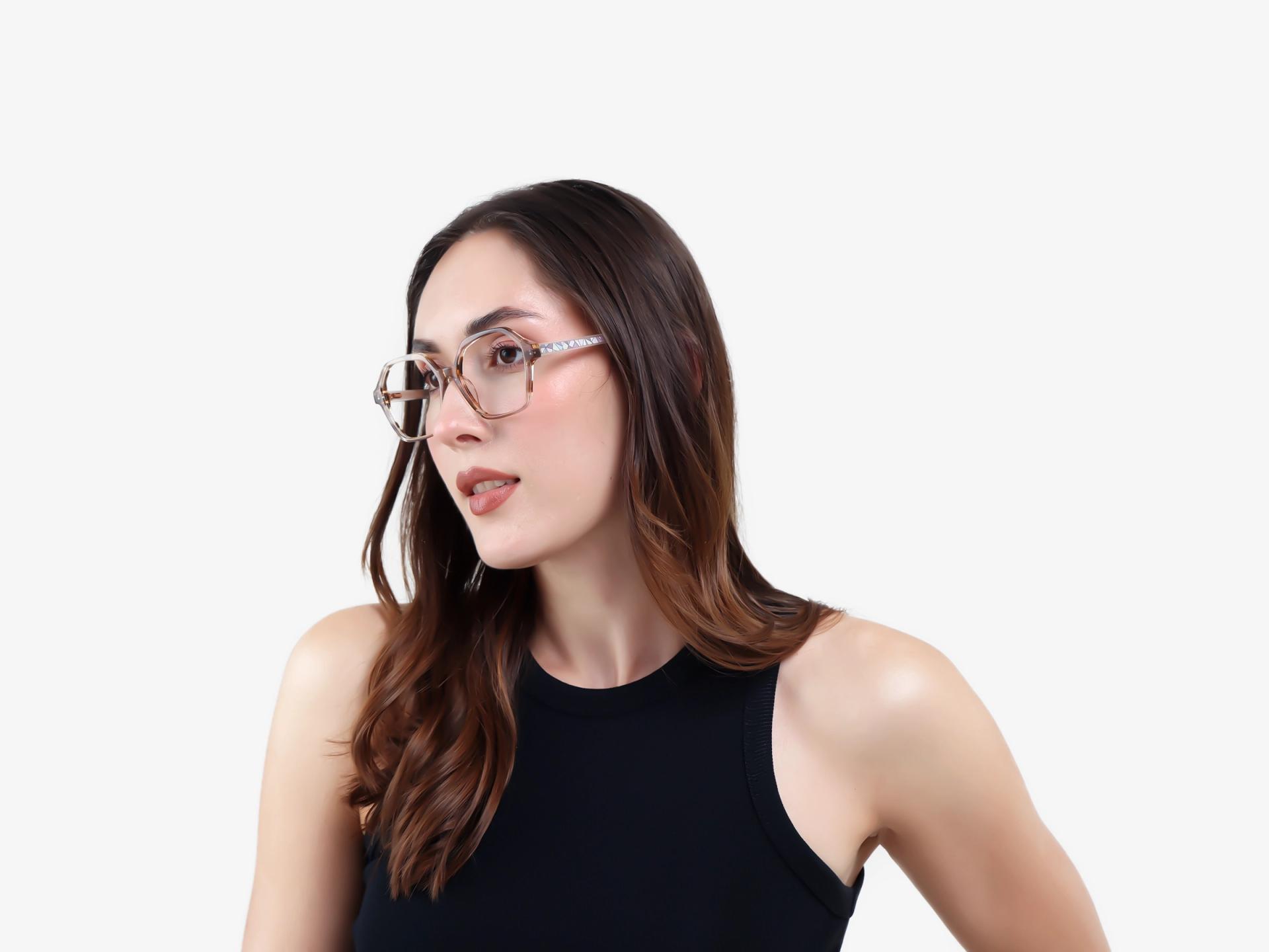 Crystal Brown Geometric Acetate Glasses