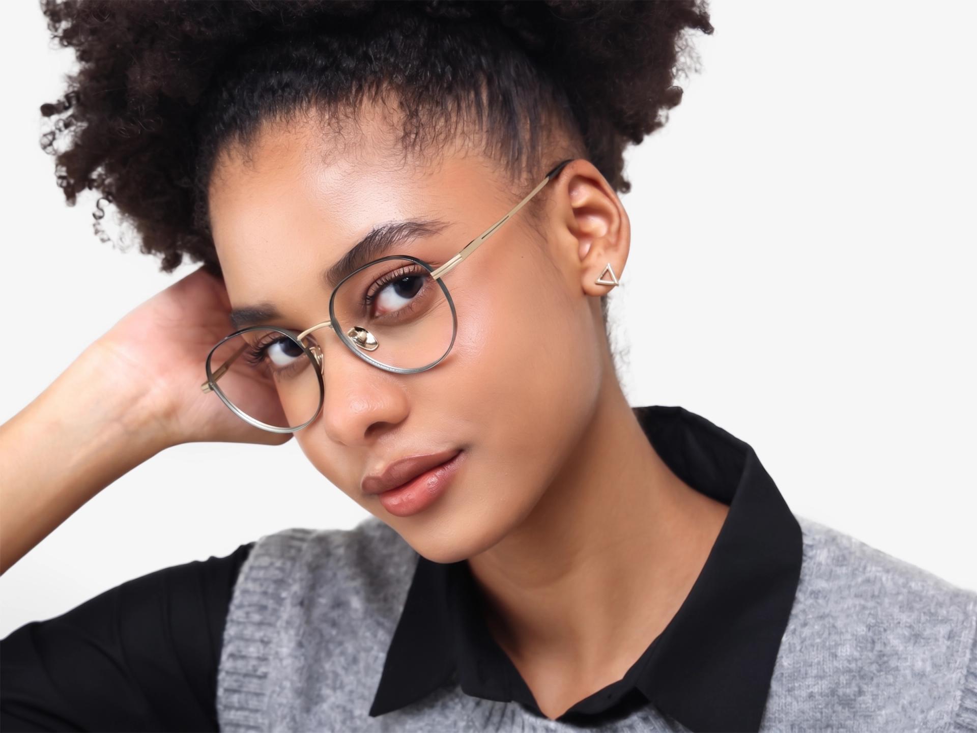 Matte Green Oval Round Metal Glasses-1