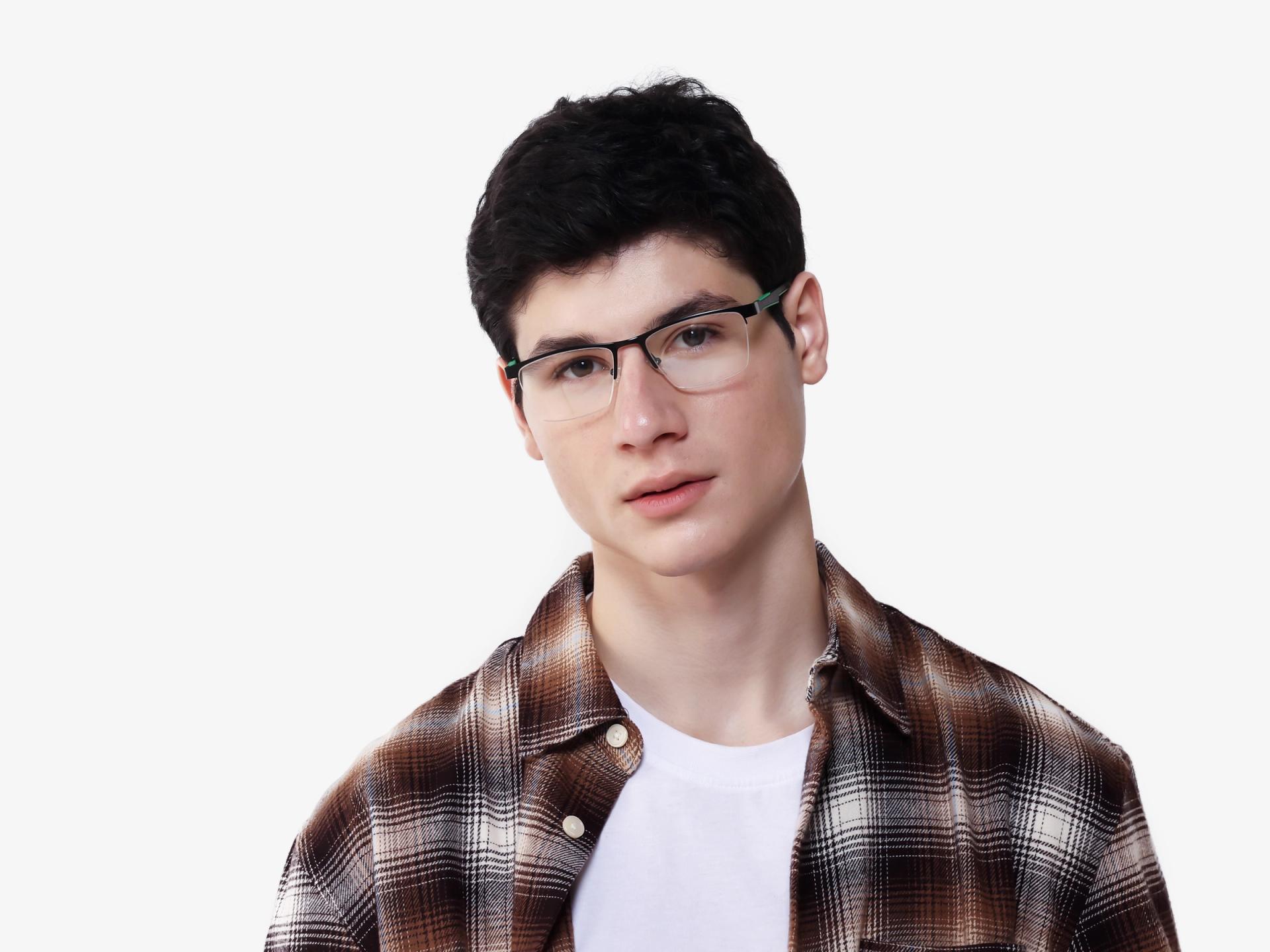 Square Black Halfrim Metal Glasses-1