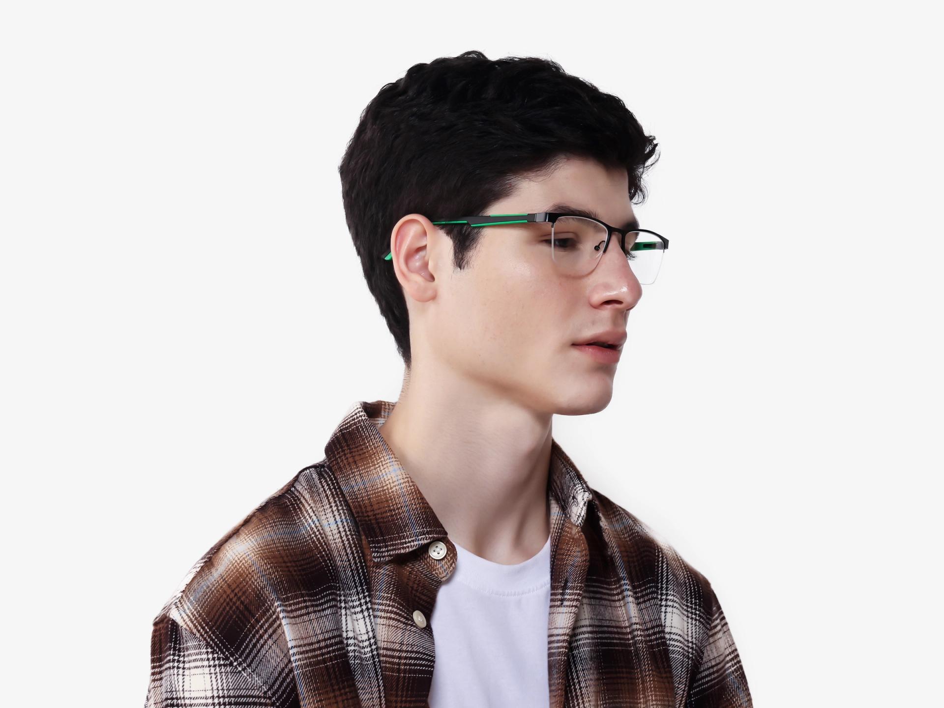 Square Black Halfrim Metal Glasses-1