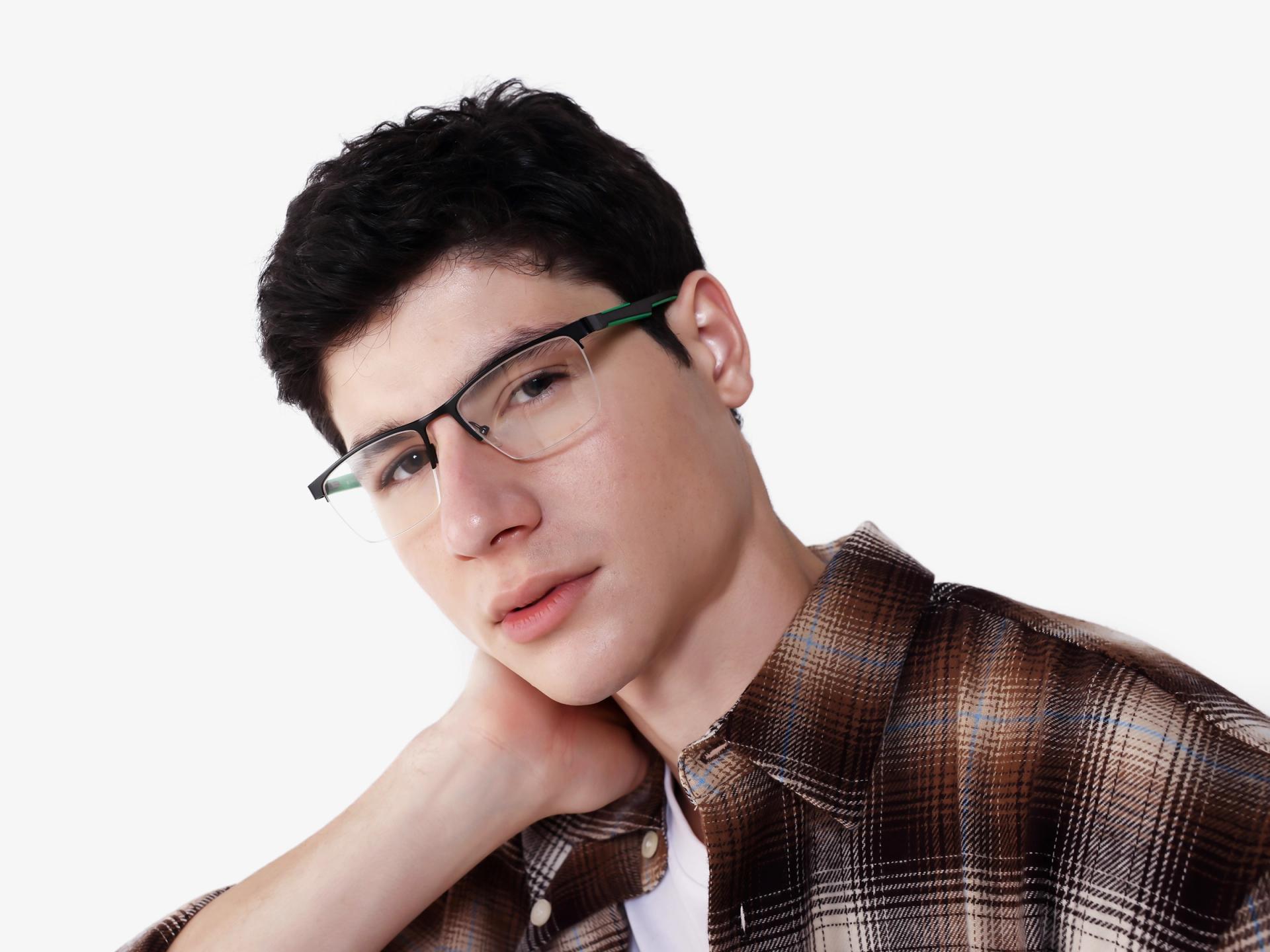 Square Black Halfrim Metal Glasses-1