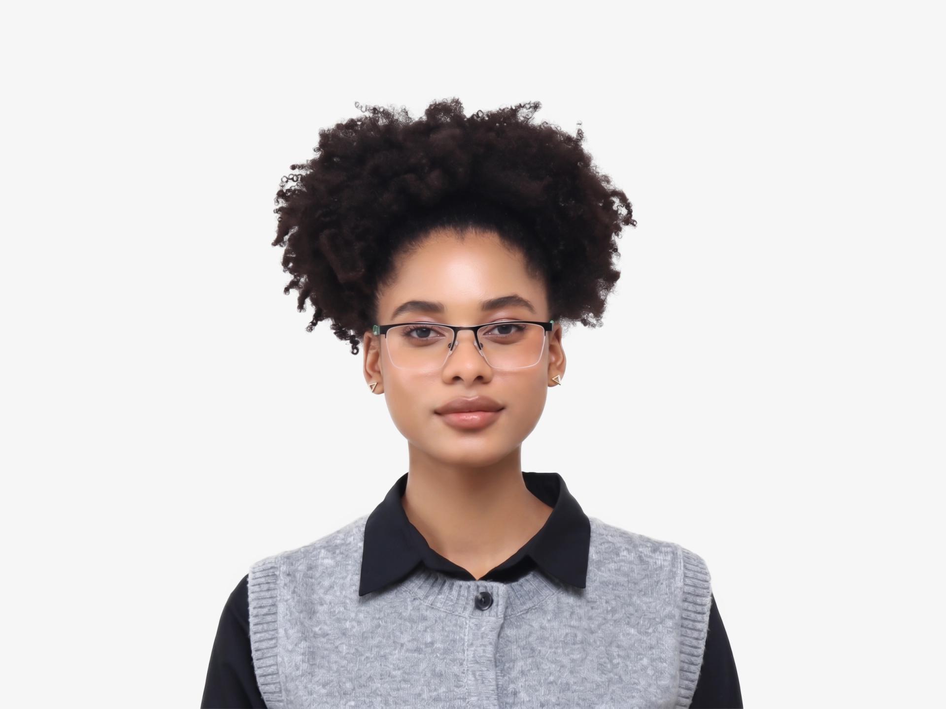 Square Black Halfrim Metal Glasses-1
