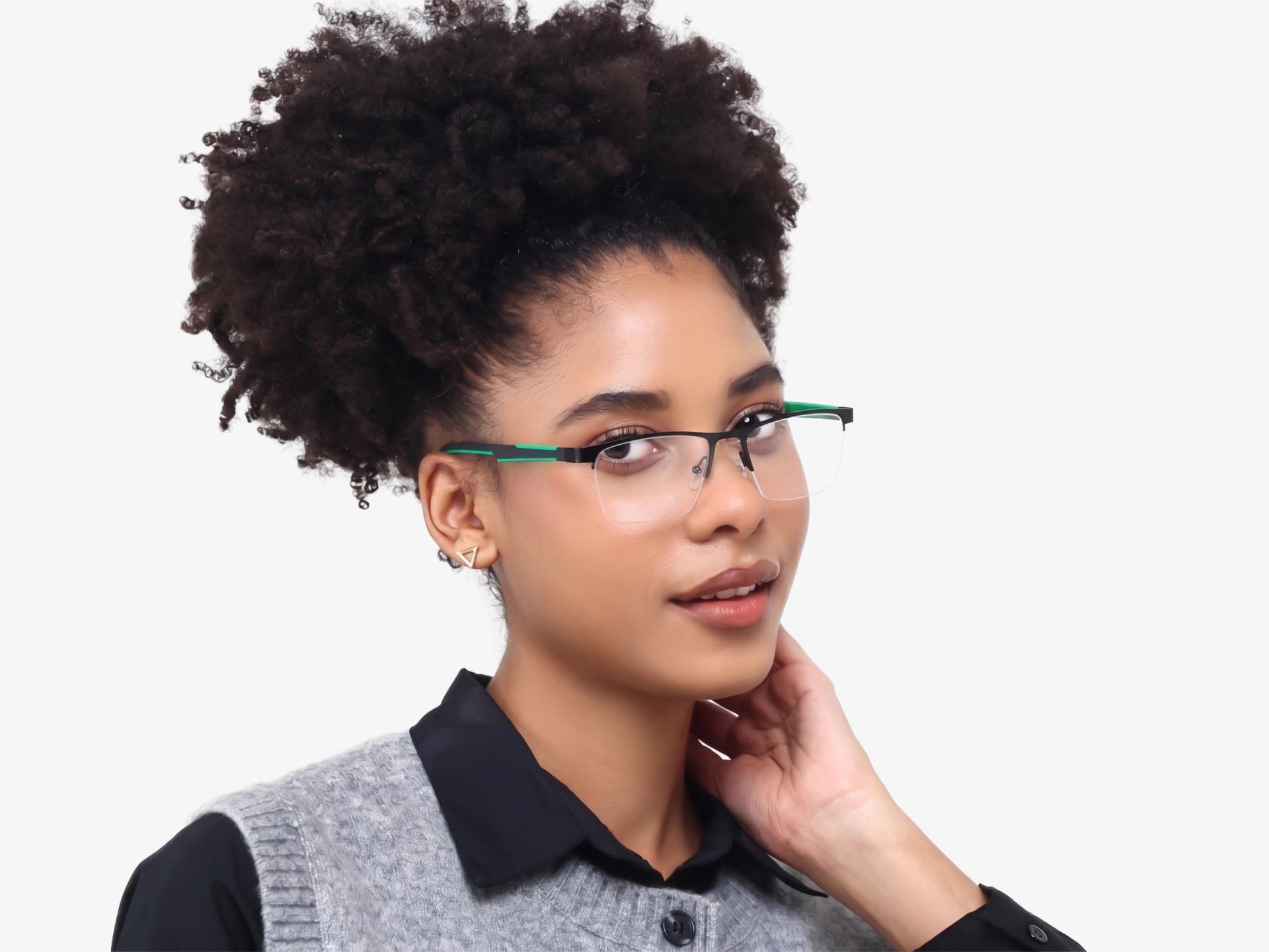 Square Black Halfrim Metal Glasses-1
