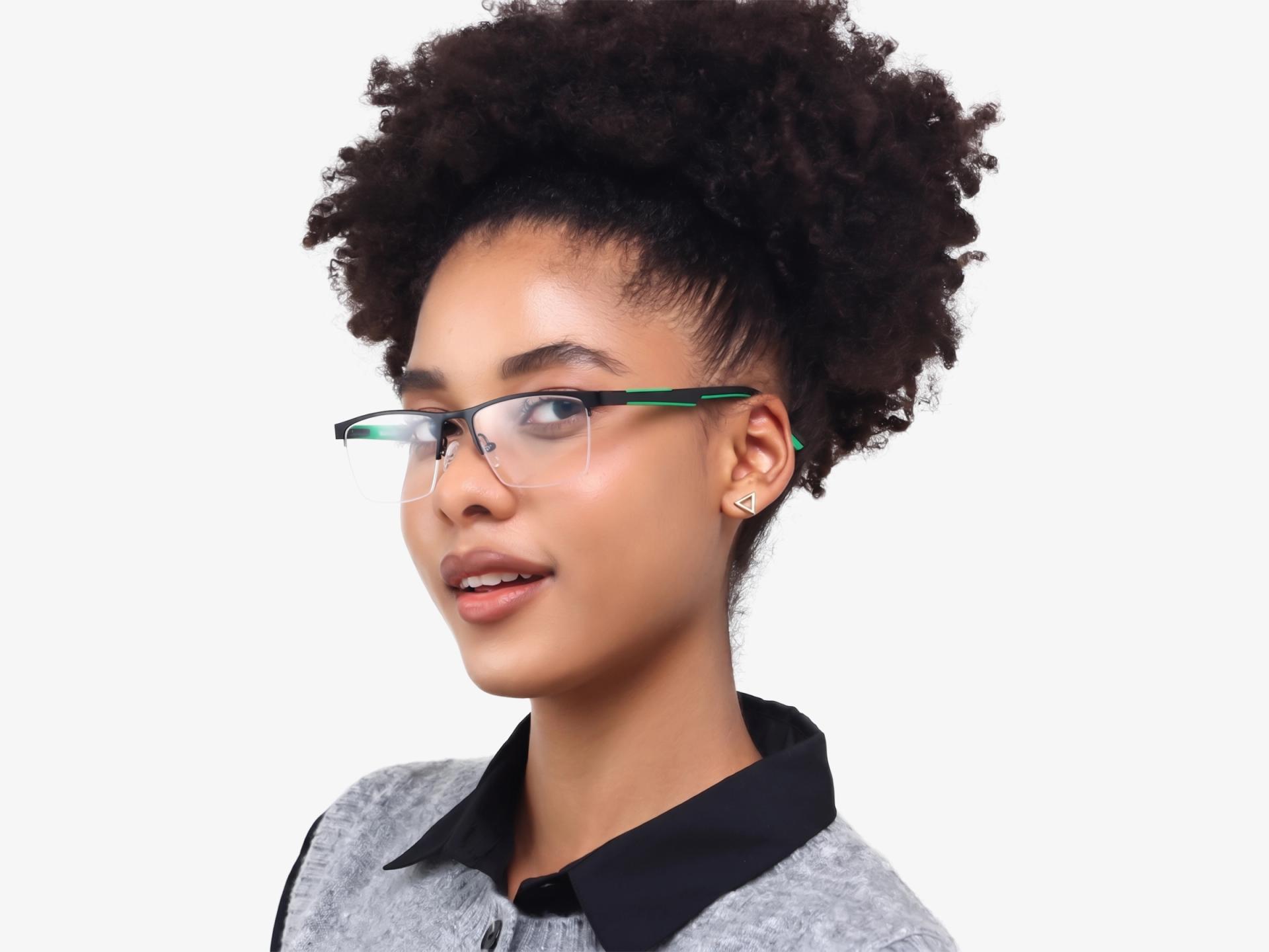 Square Black Halfrim Metal Glasses-1