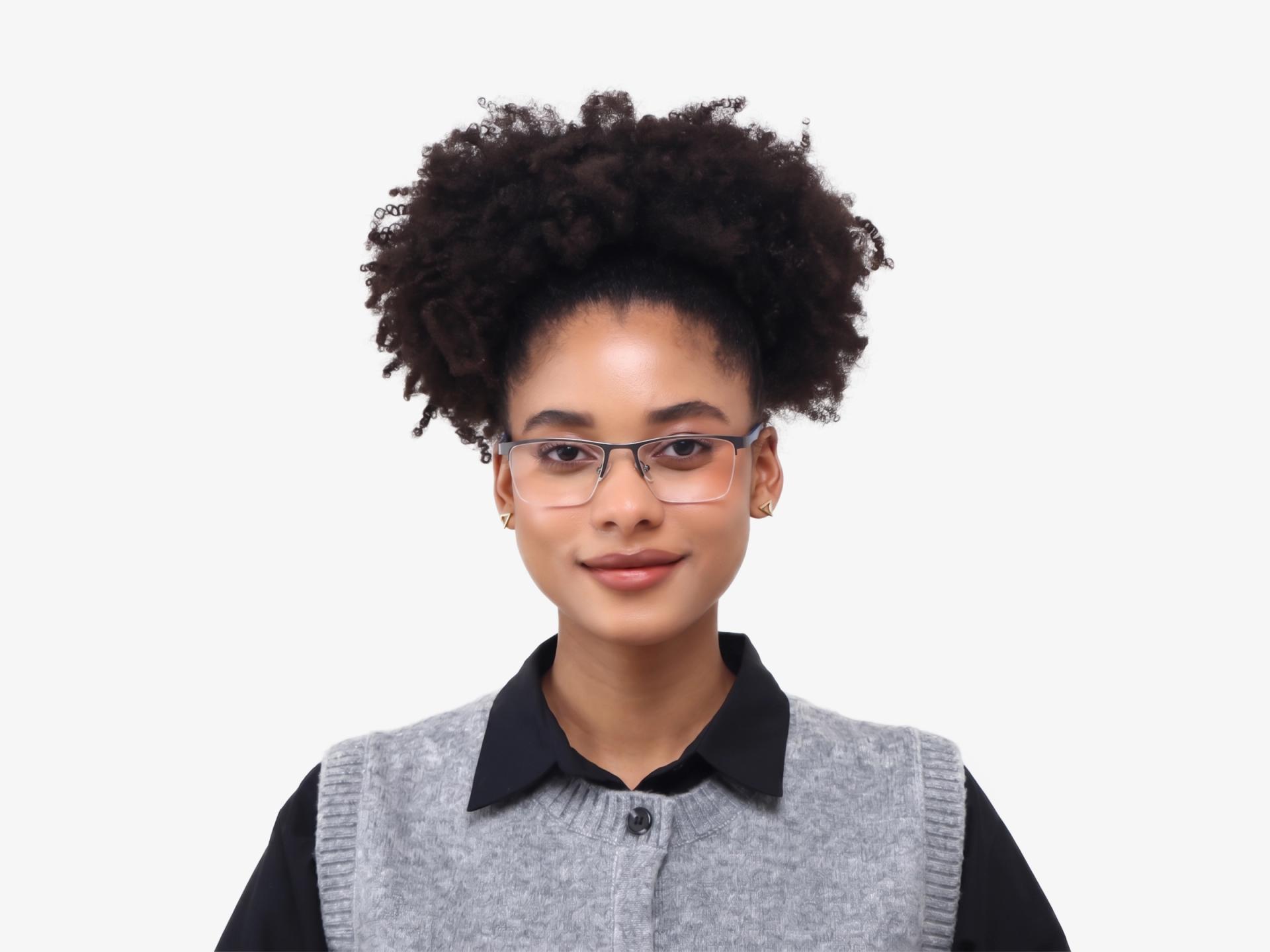 Square Gunmetal Halfrim Metal Glasses-1