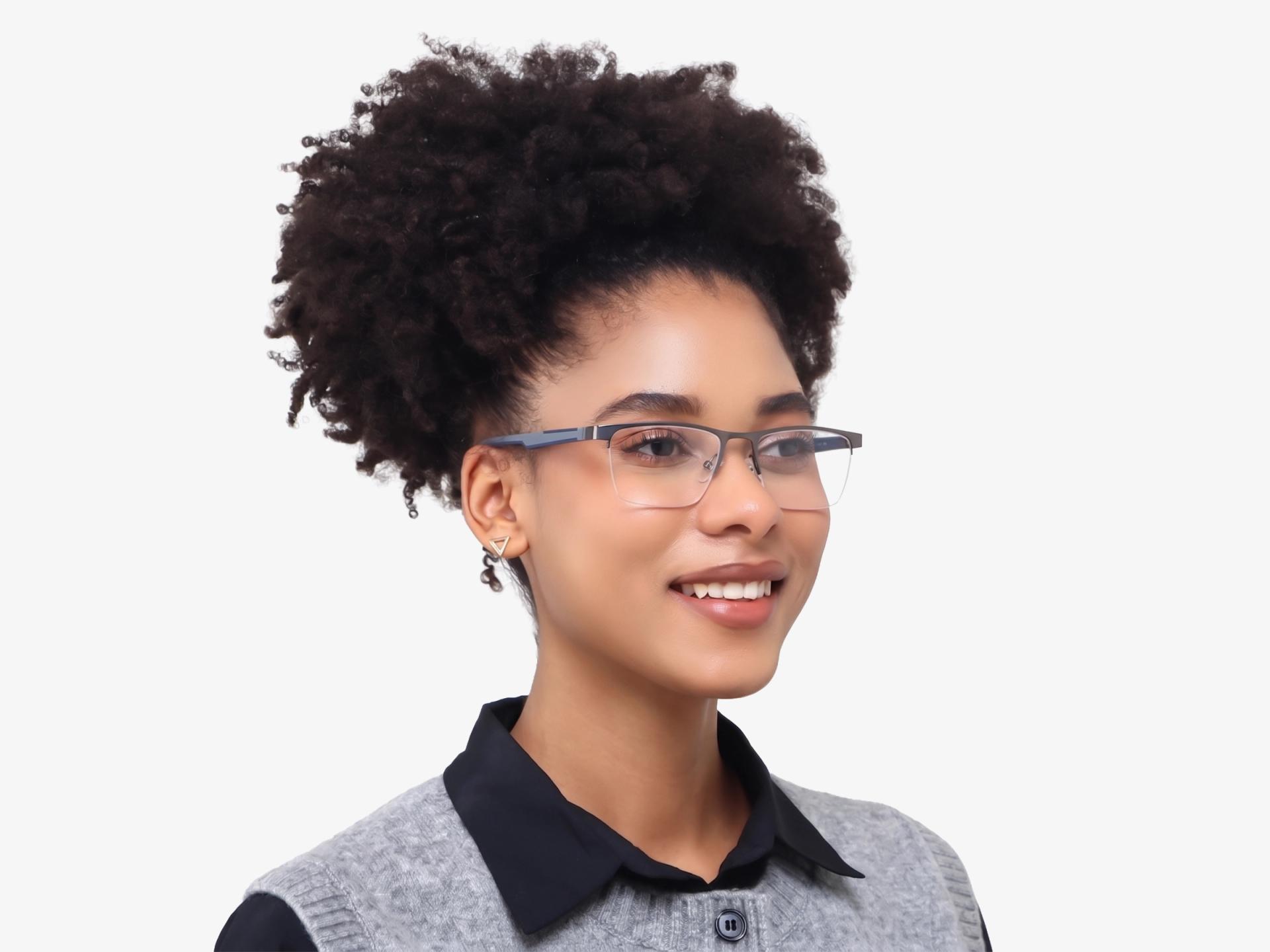 Square Gunmetal Halfrim Metal Glasses-1