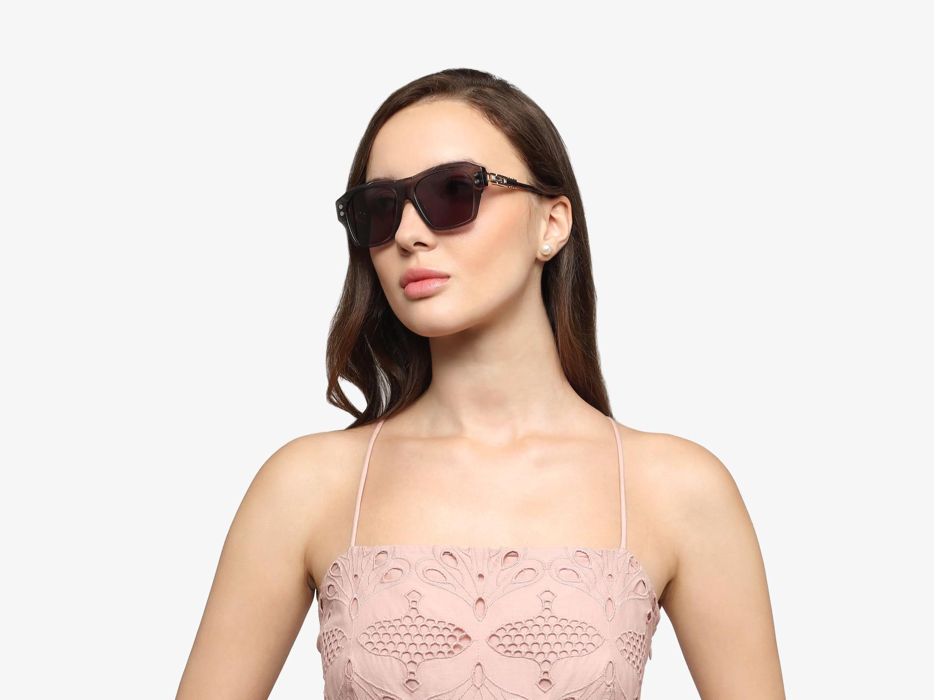 Crystal Grey Frame With Grey Tint Square Sunglasses