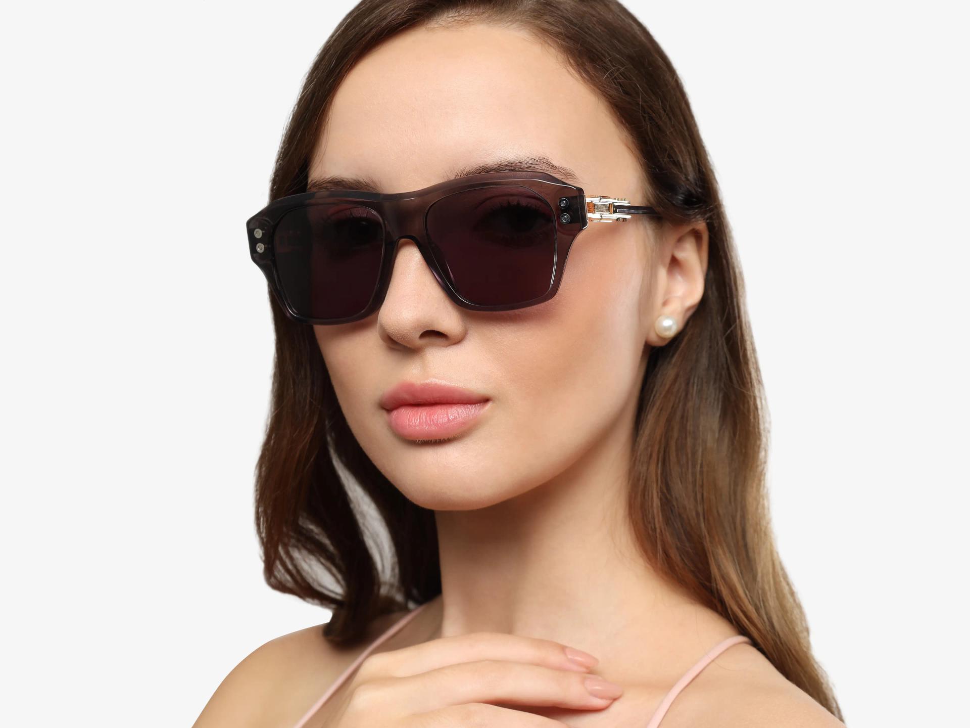 Crystal Grey Frame With Grey Tint Square Sunglasses