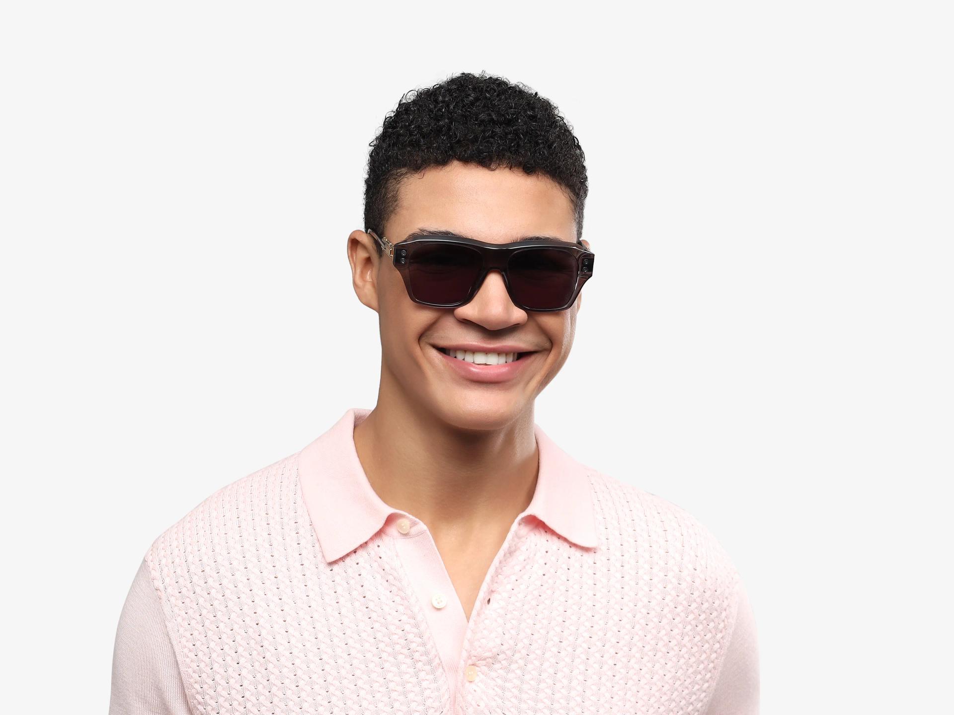 Crystal Grey Frame With Grey Tint Square Sunglasses