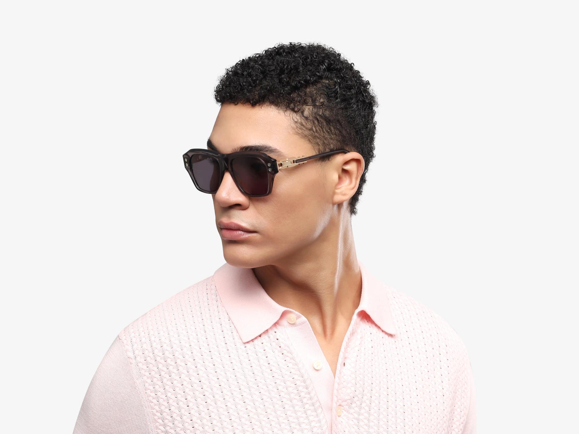 Crystal Grey Frame With Grey Tint Square Sunglasses