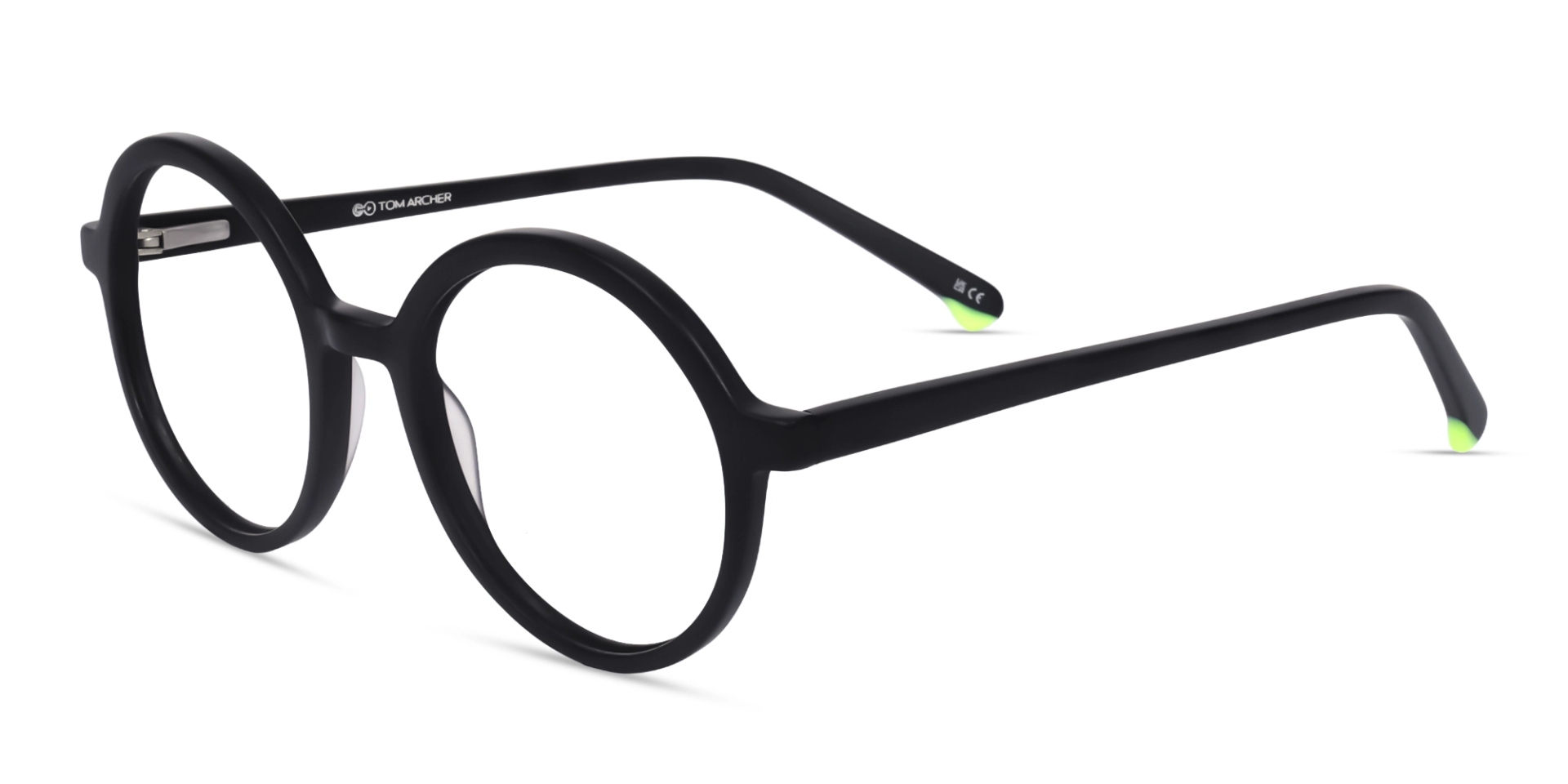 Matte Black Round Acetate Glasses with Spring Hinges Matte Black Round Acetate Glasses with Spring Hinges