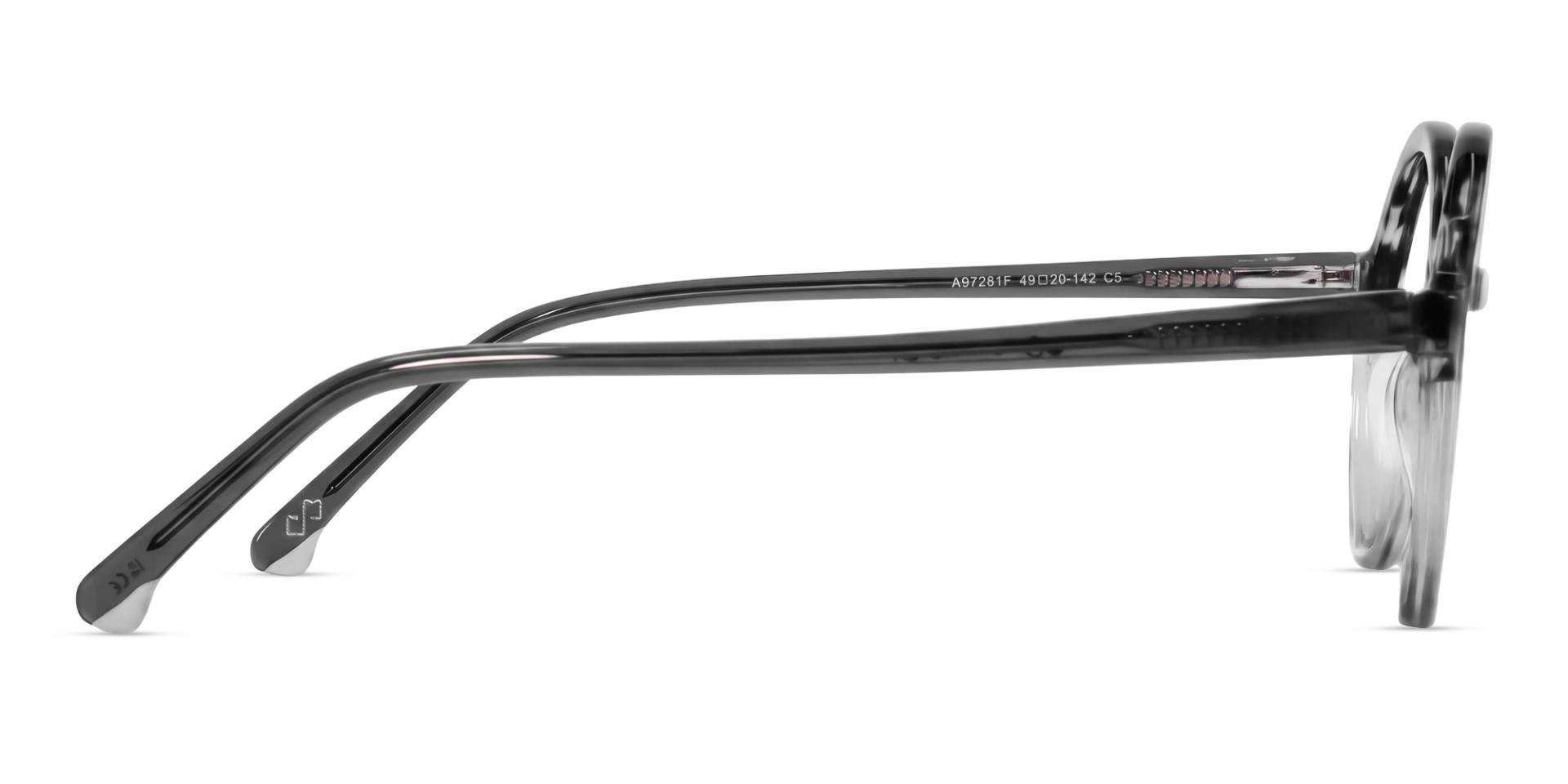 Crystal Grey Marble Acetate Round Full-Rim Glasses