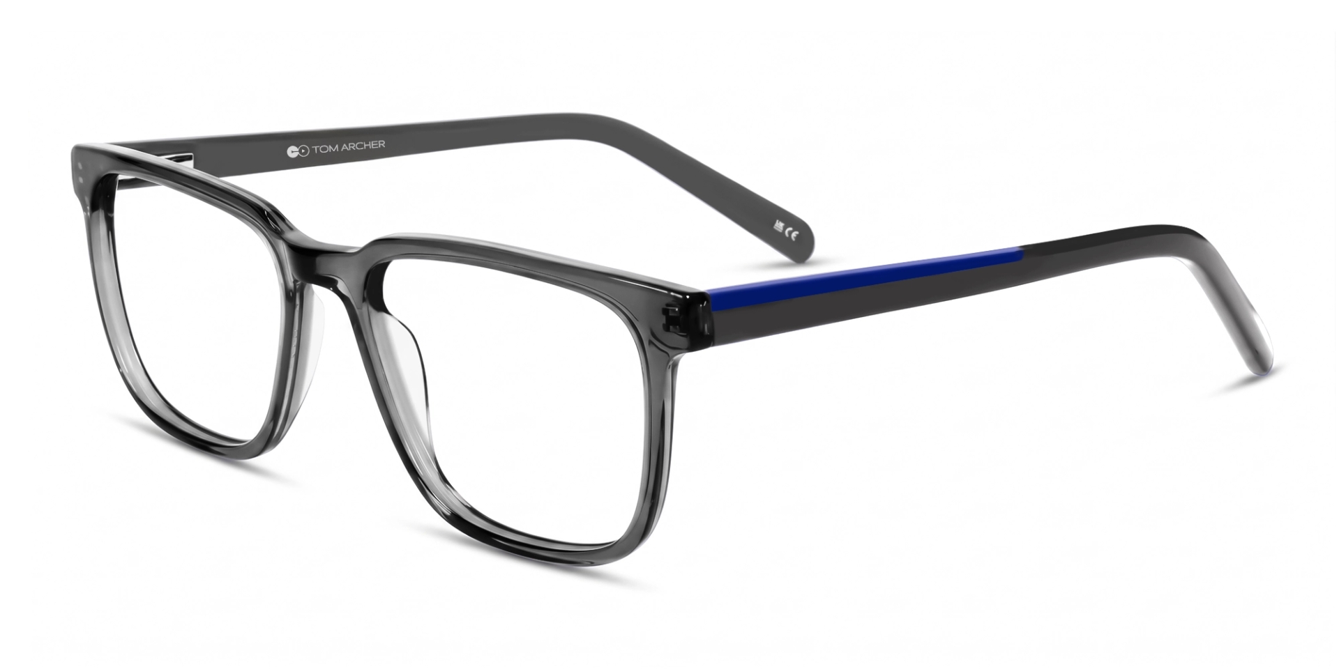 Crystal Charcoal Grey Square Glasses With Spring Hinge