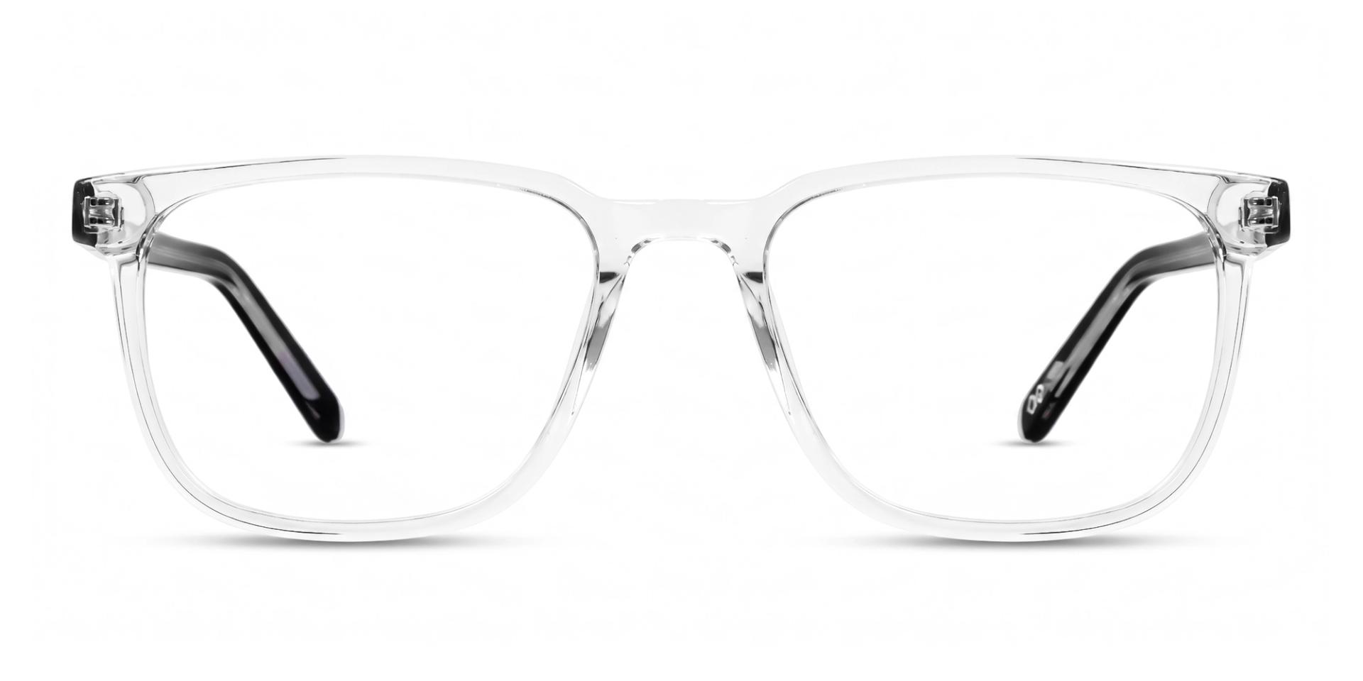Crystal Clear Square Glasses With Spring Hinge