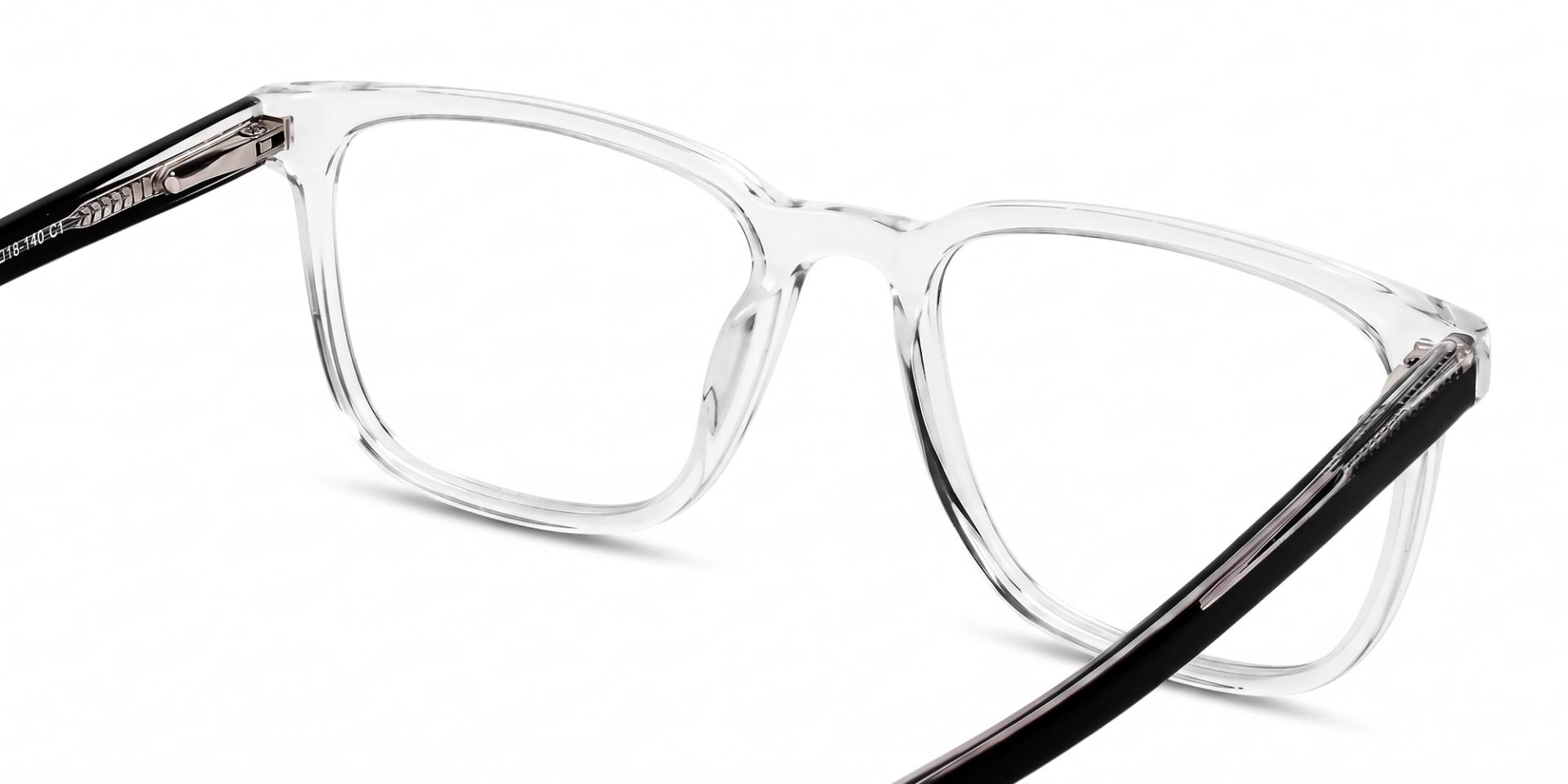 Crystal Clear Square Glasses With Spring Hinge