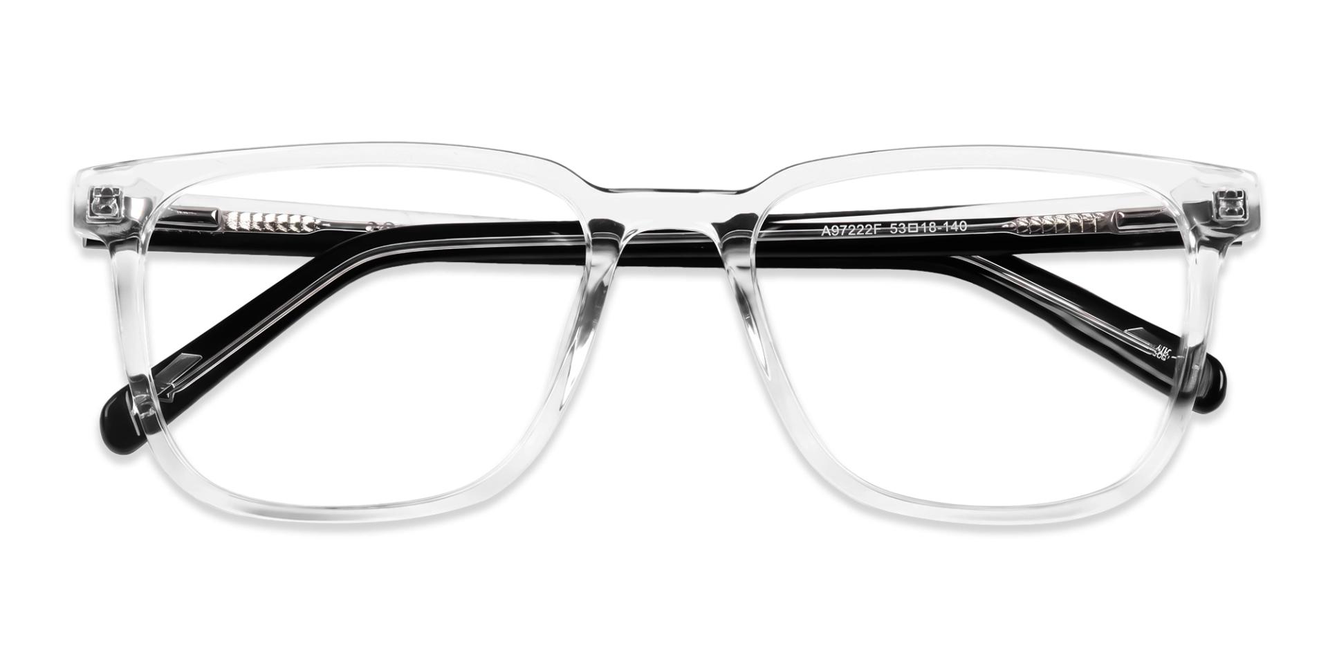 Crystal Clear Square Glasses With Spring Hinge