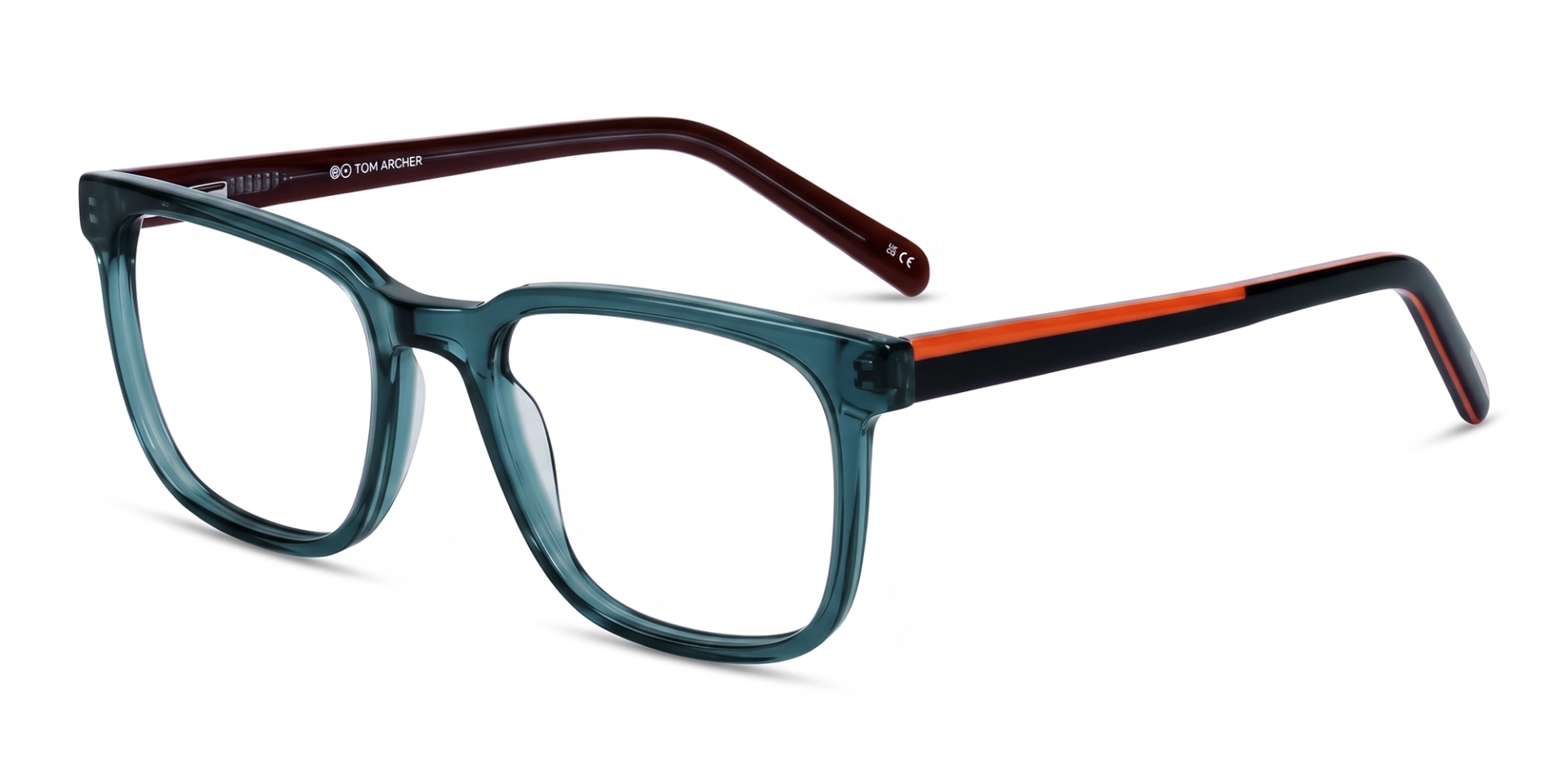 Crystal Teal Square Glasses With Spring Hinge