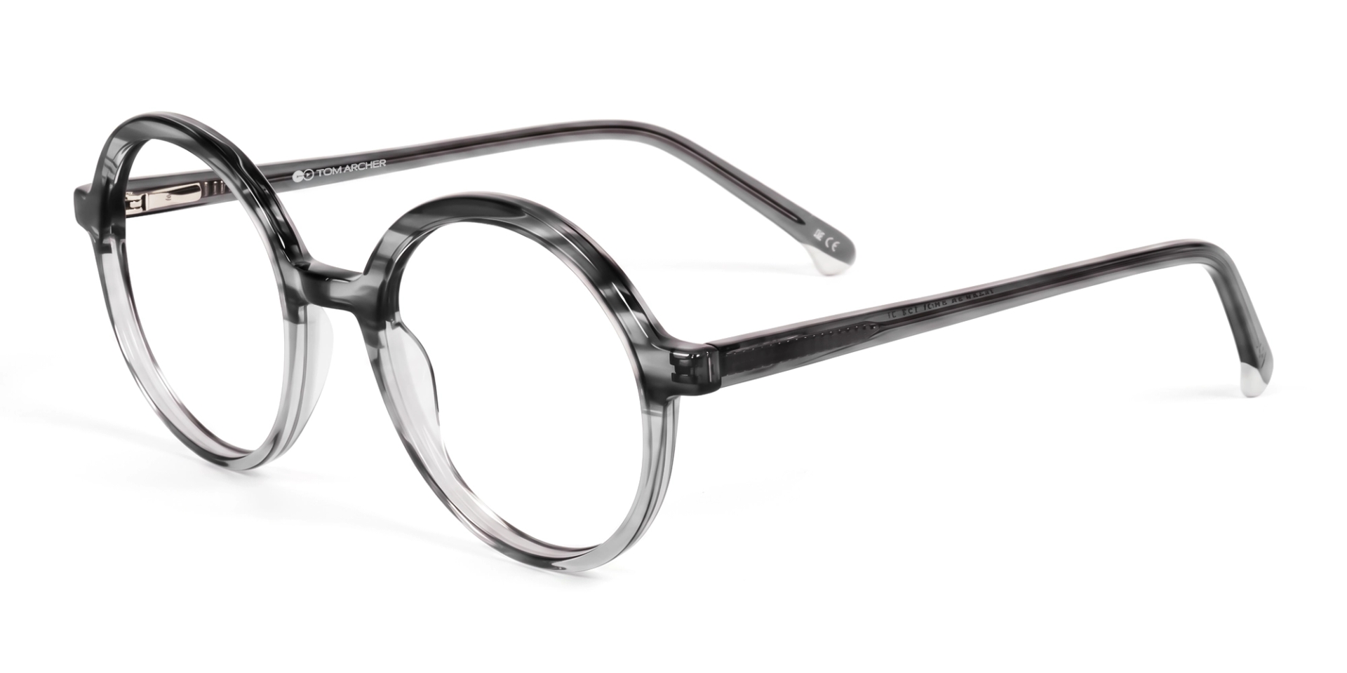Crystal Grey Marble Acetate Round Full-Rim Glasses Crystal Grey Marble Acetate Round Full-Rim Glasses