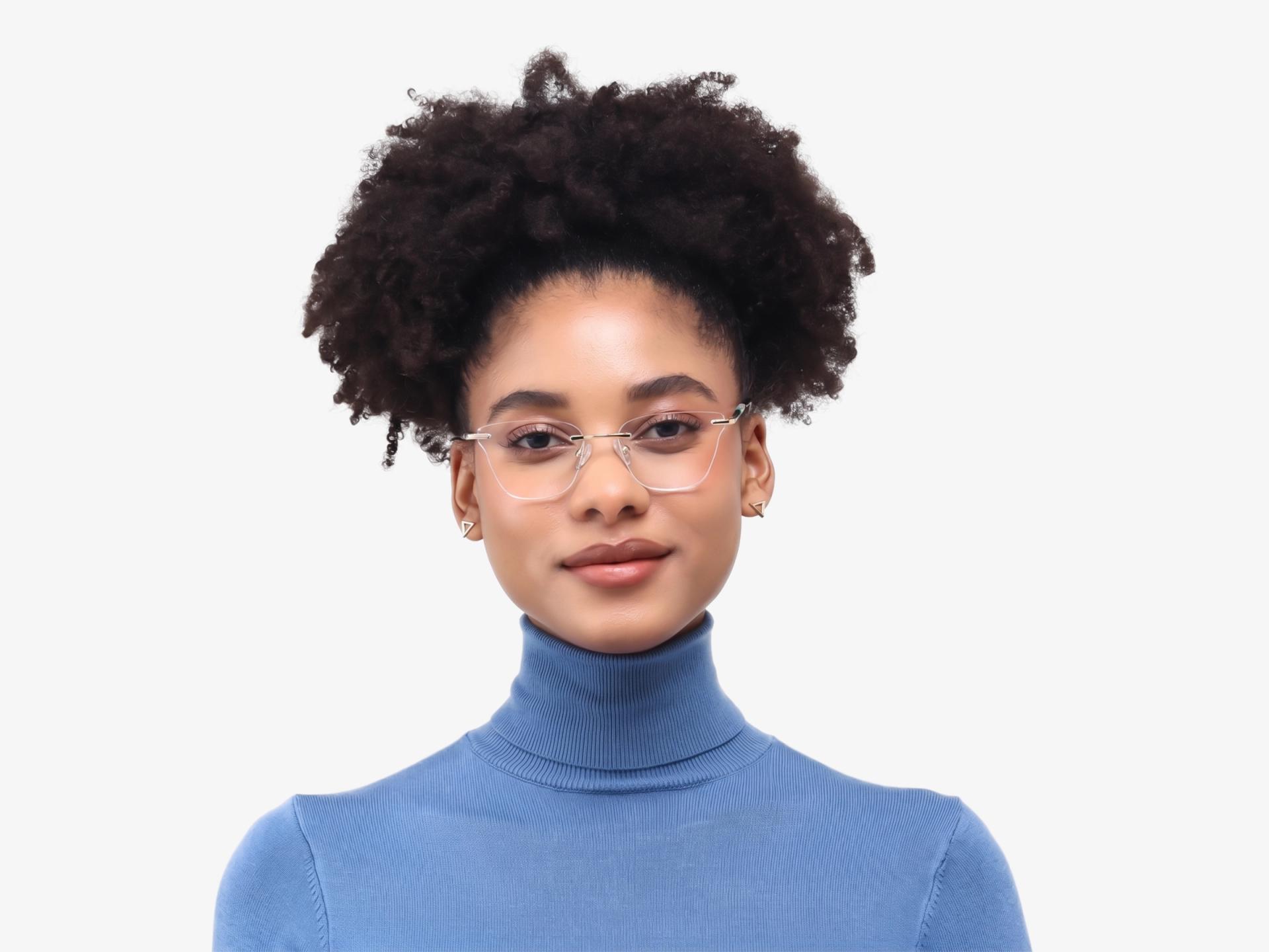 Gold Rimless Metal Cateye Glasses-1