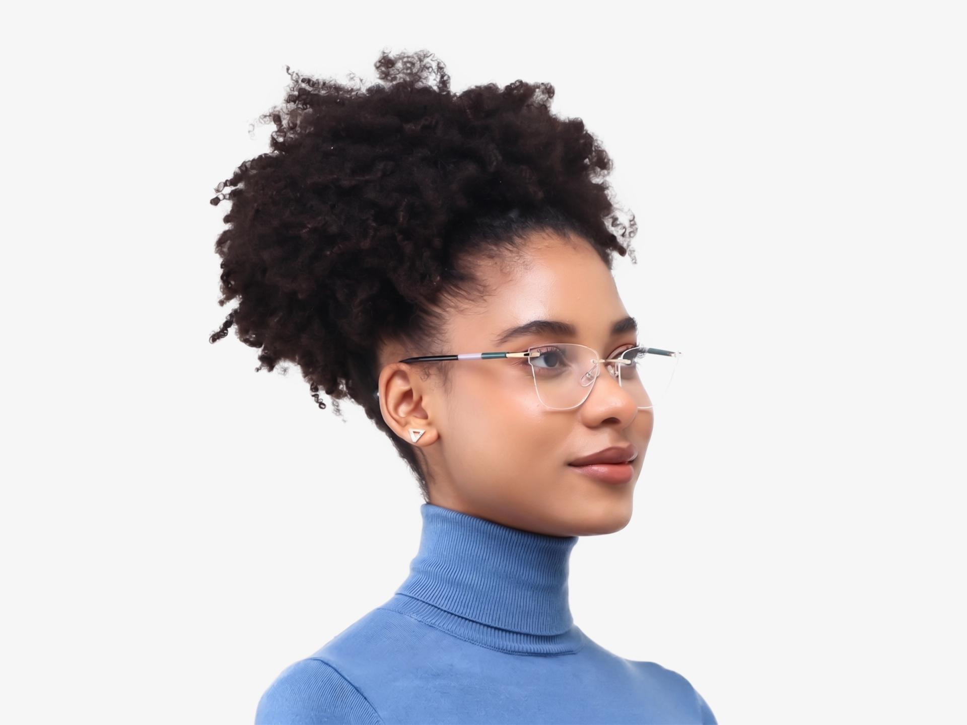 Gold Rimless Metal Cateye Glasses-1
