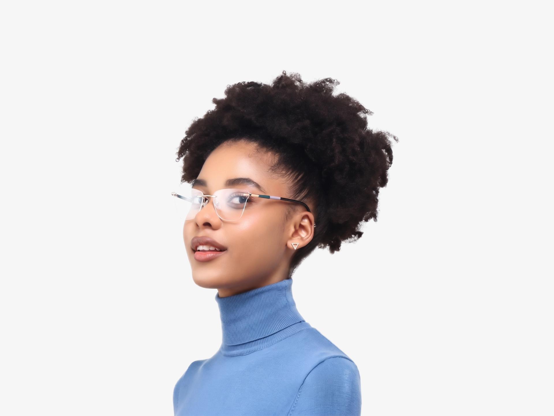 Gold Rimless Metal Cateye Glasses-1