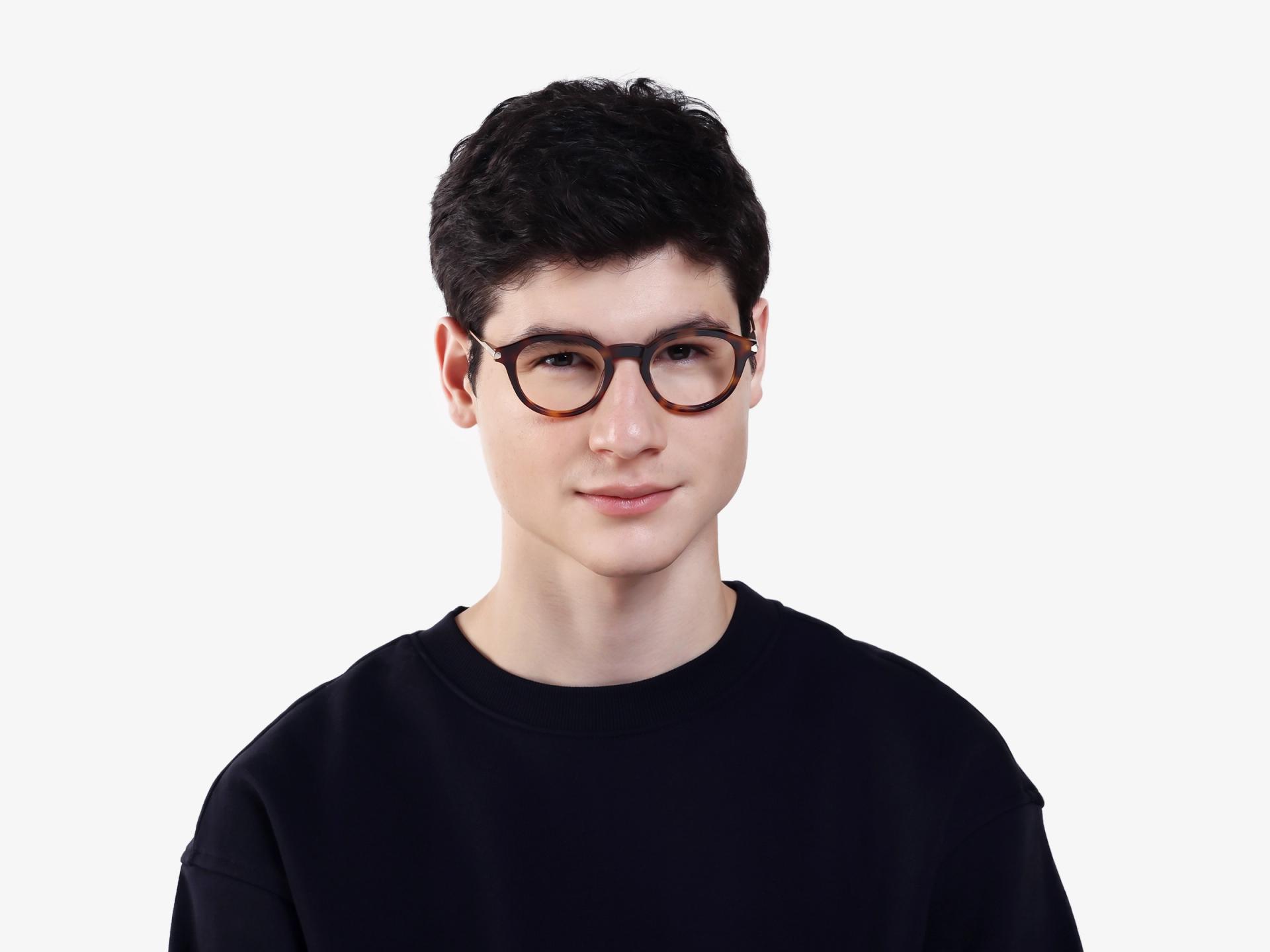 Round Honey Tortoise Keyhole Bridge Glasses-1